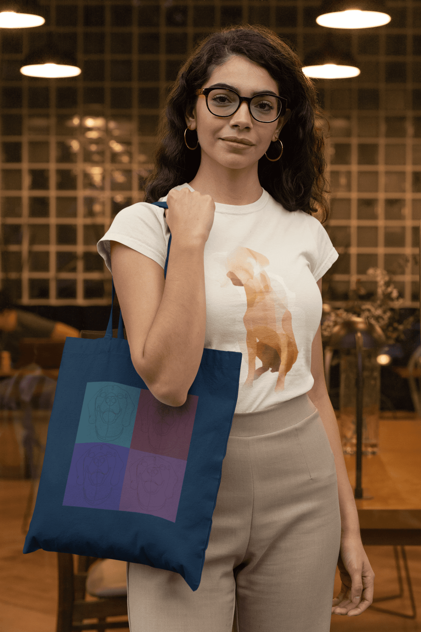 100% Cotton Classic Tote Bag with custom tiled Rhodesian Ridgeback design - Hobbster