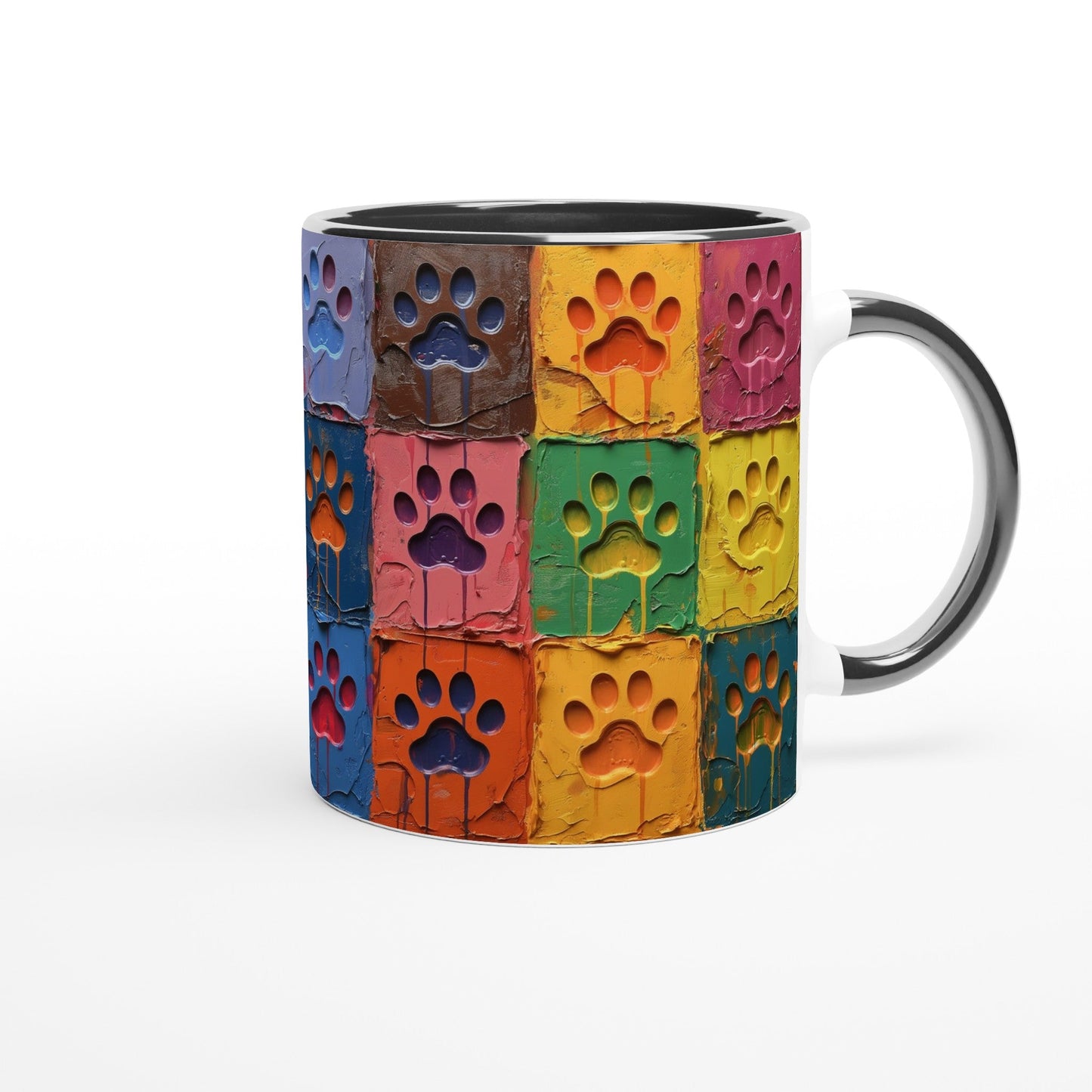 11oz Ceramic Mug Featuring Large Painted Paw Prints - Hobbster