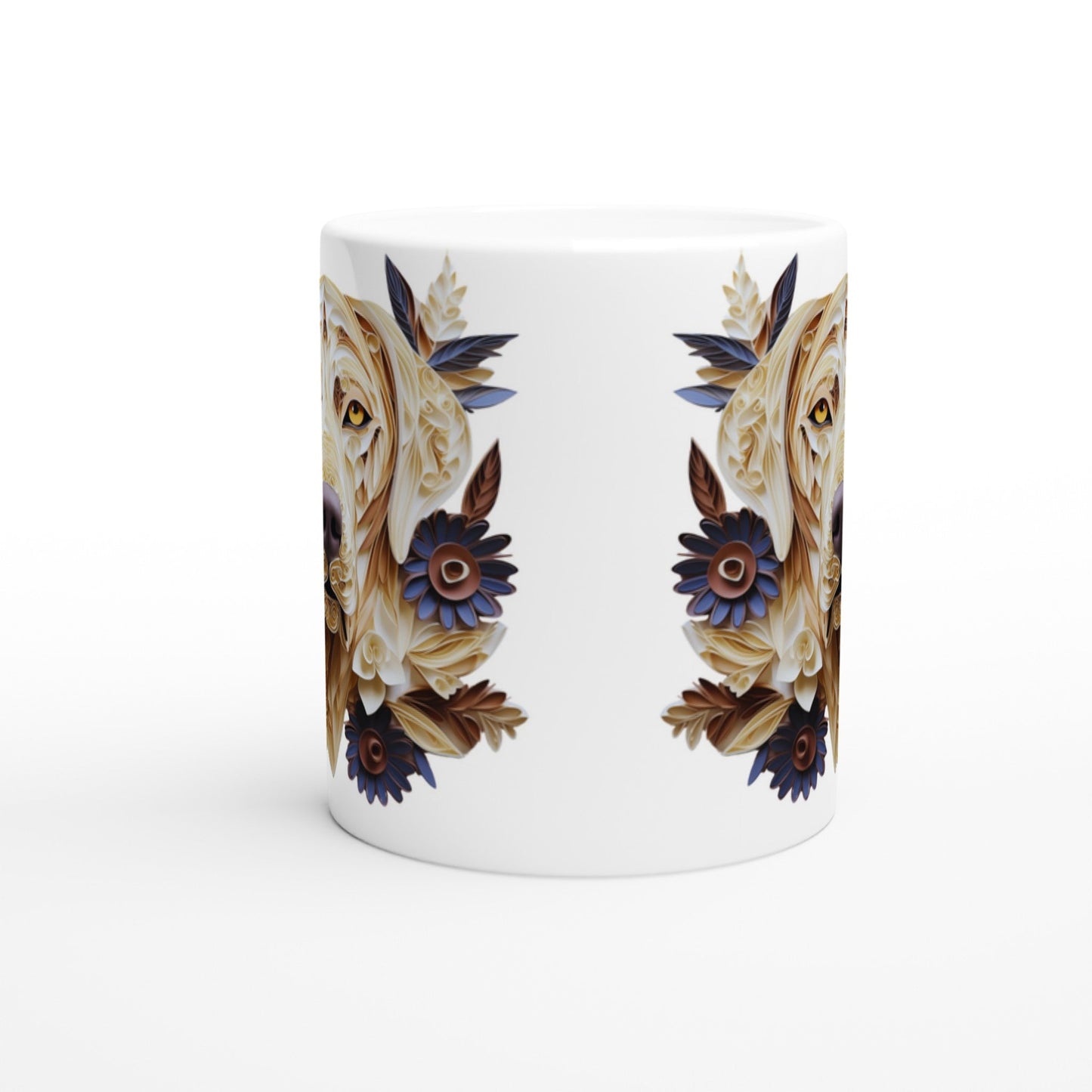 11oz Two-Tone Coffee Mug Featuring Quill Effect Labrador Design - Hobbster