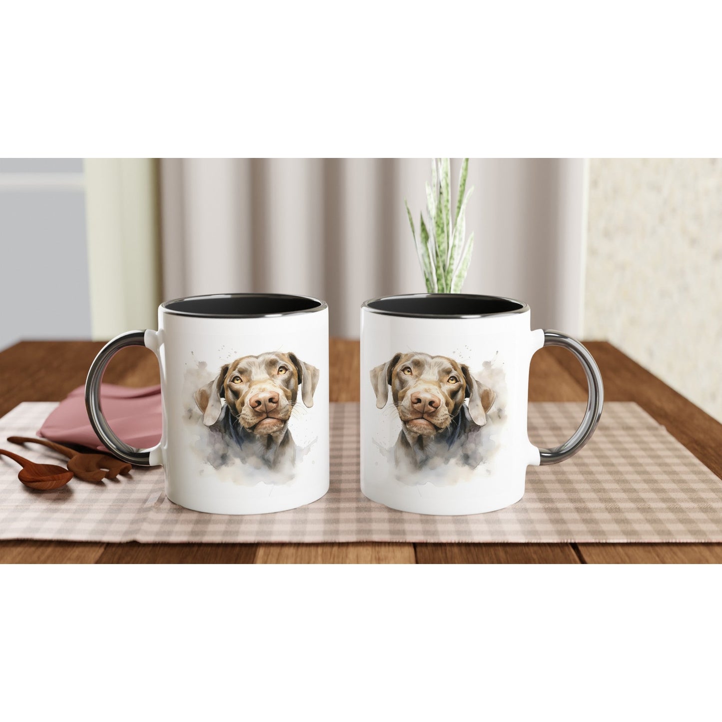 11oz Two-Tone Coffee Mug with Hungarian Vizsla watercolour print - Hobbster