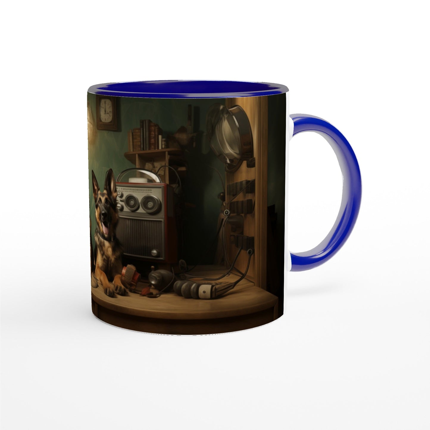 11oz Two-Tone Coffee Mug with vintage design of German Shepherds - Hobbster