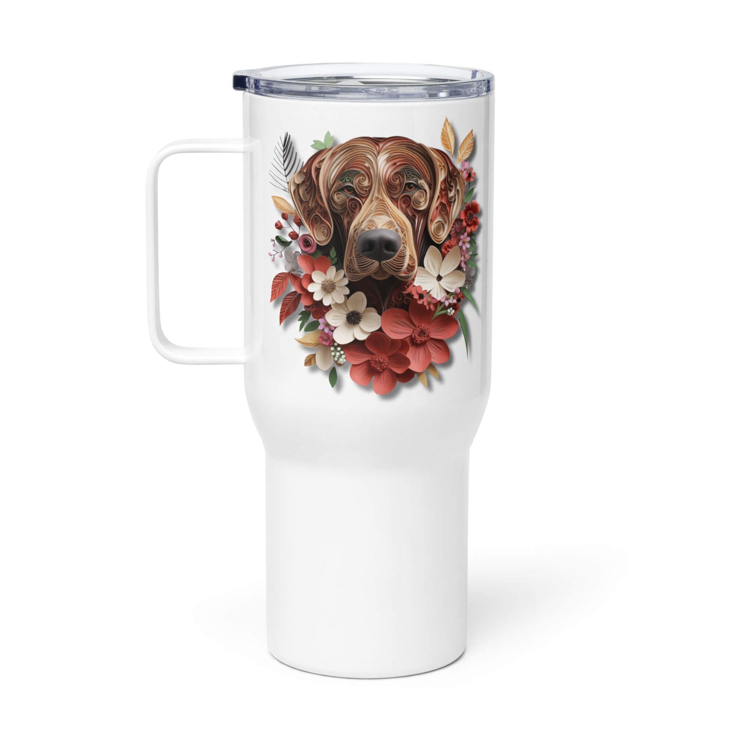 25oz Travel Mug with a Handle - Rhodesian Ridgeback Paper Quilling Design - Hobbster