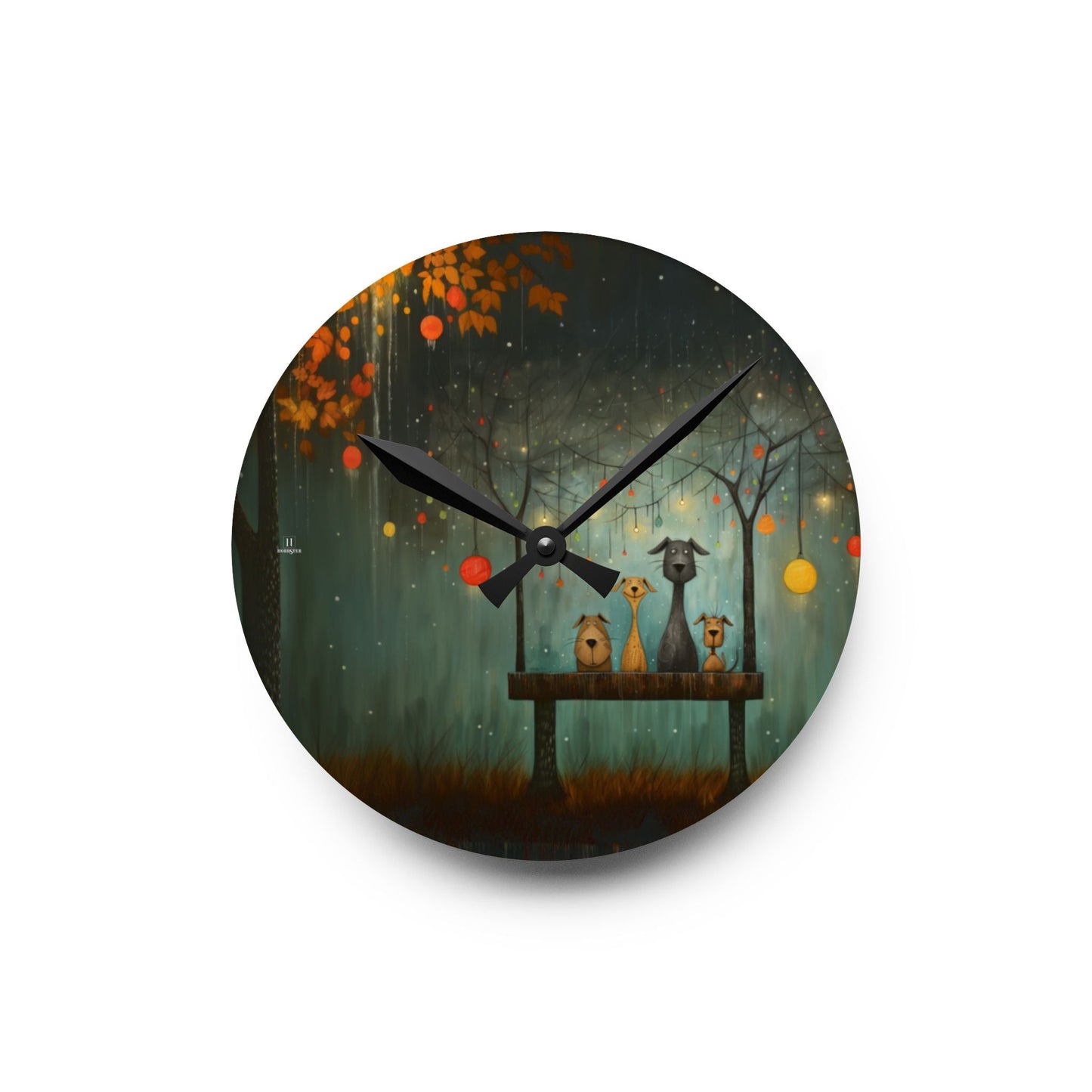 Acrylic Wall Clock featuring Sam Toft Style Dog Design - Hobbster