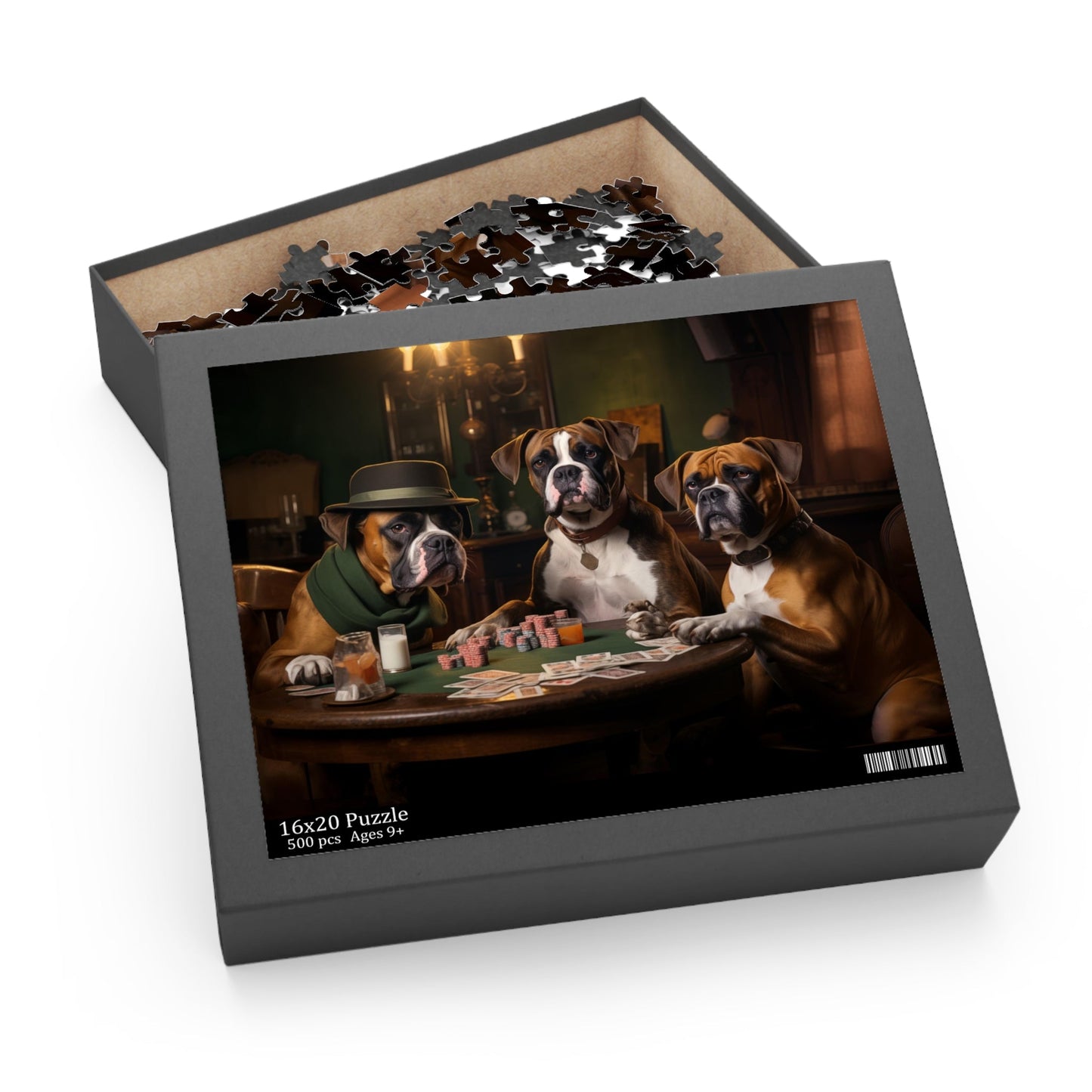 Boxer dog vintage design Jigsaw Puzzle (252 or 500-Piece) - Hobbster