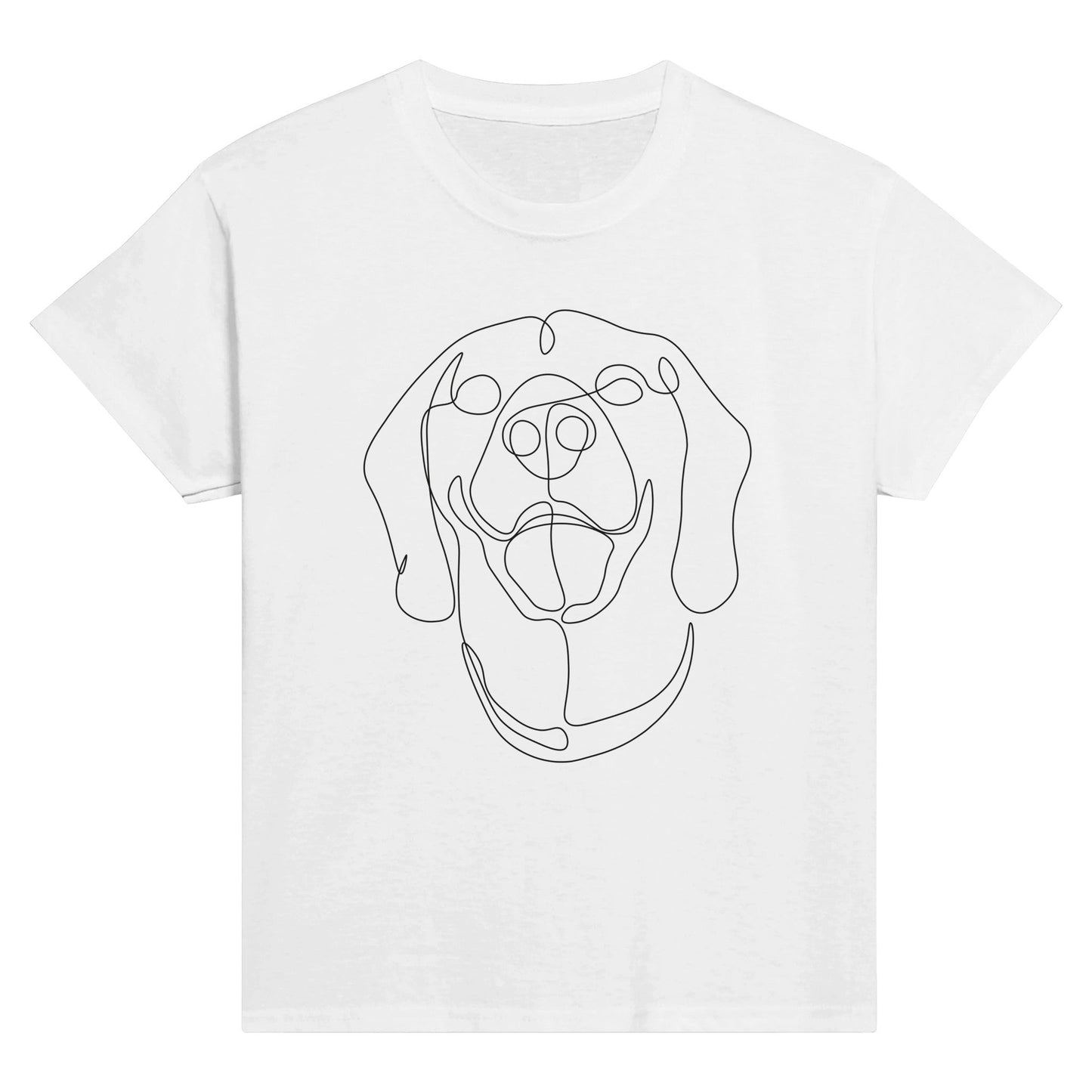 Classic Kids Crewneck Cotton T-shirt with Rhodesian Ridgeback Line Drawing - Hobbster