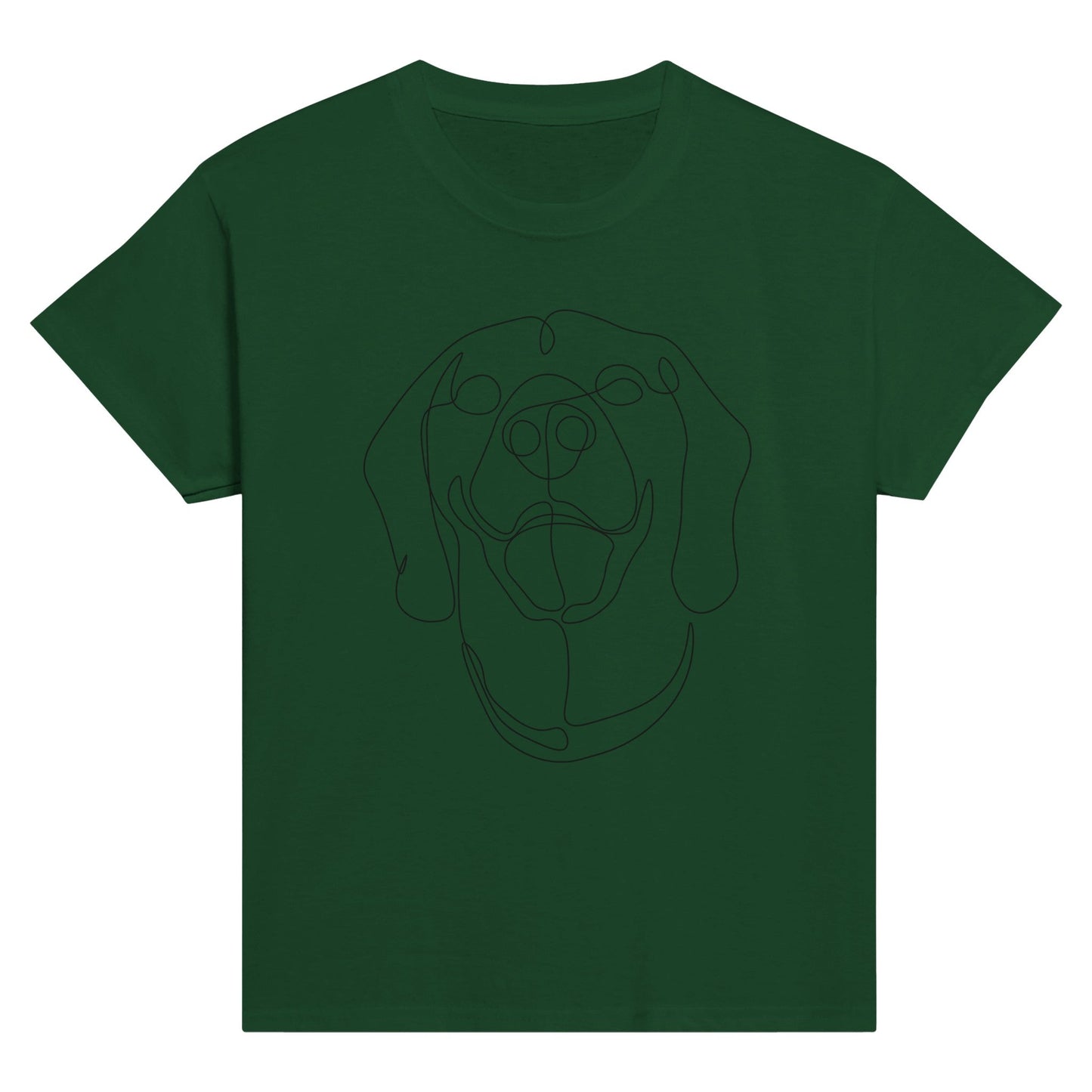 Classic Kids Crewneck Cotton T-shirt with Rhodesian Ridgeback Line Drawing - Hobbster