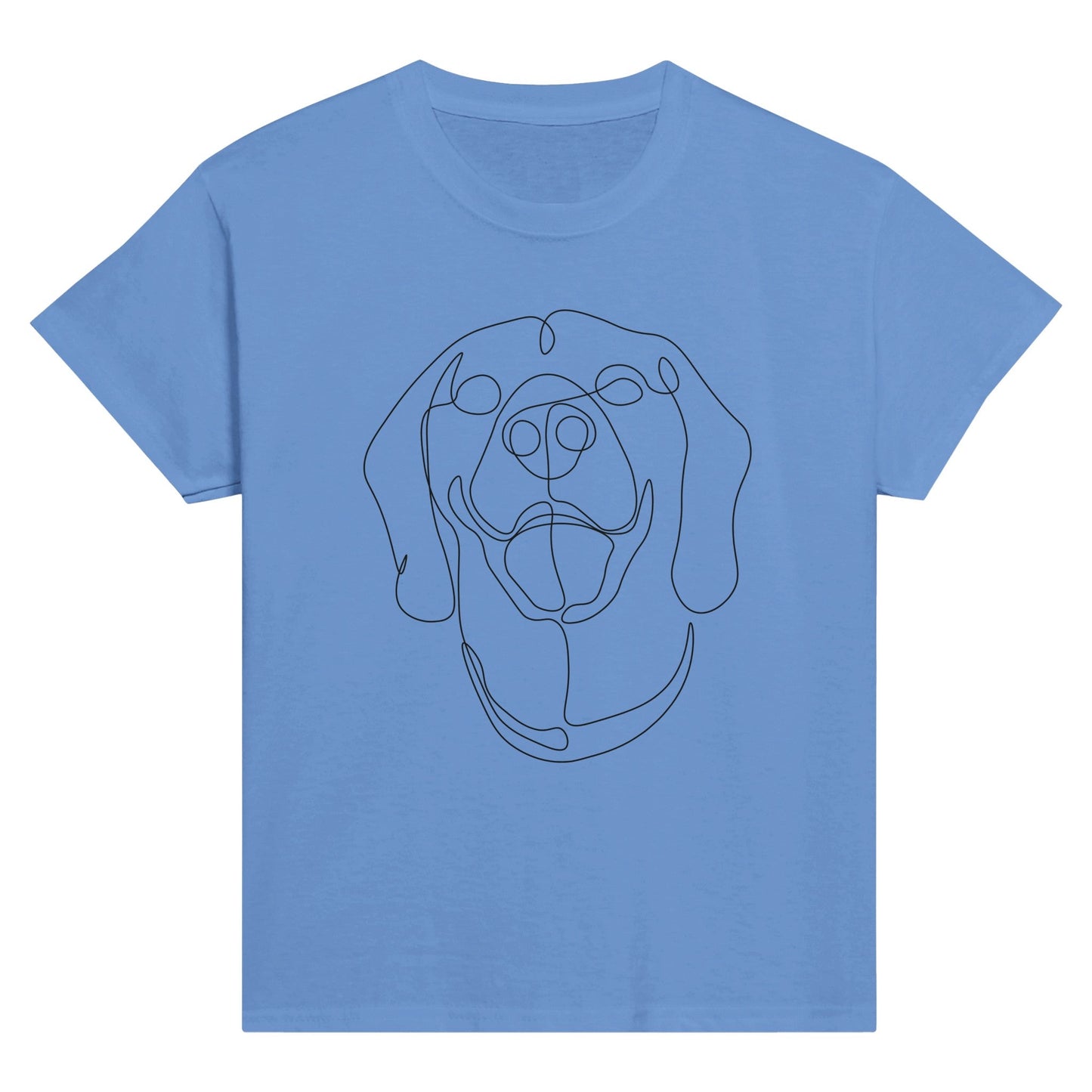 Classic Kids Crewneck Cotton T-shirt with Rhodesian Ridgeback Line Drawing - Hobbster