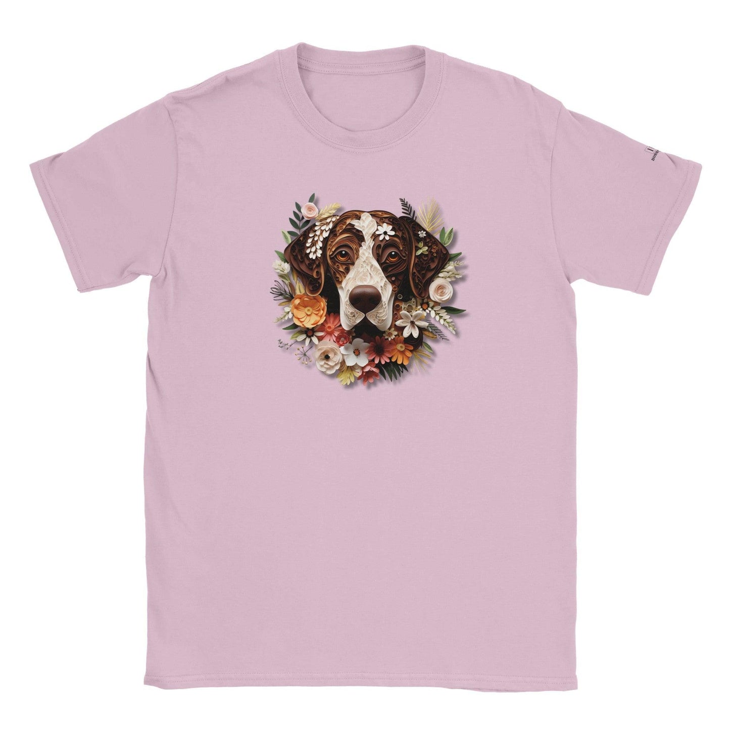 Classic Kids Crewneck T-shirt with German Short Hair Pointer Paper Quill Design - Hobbster