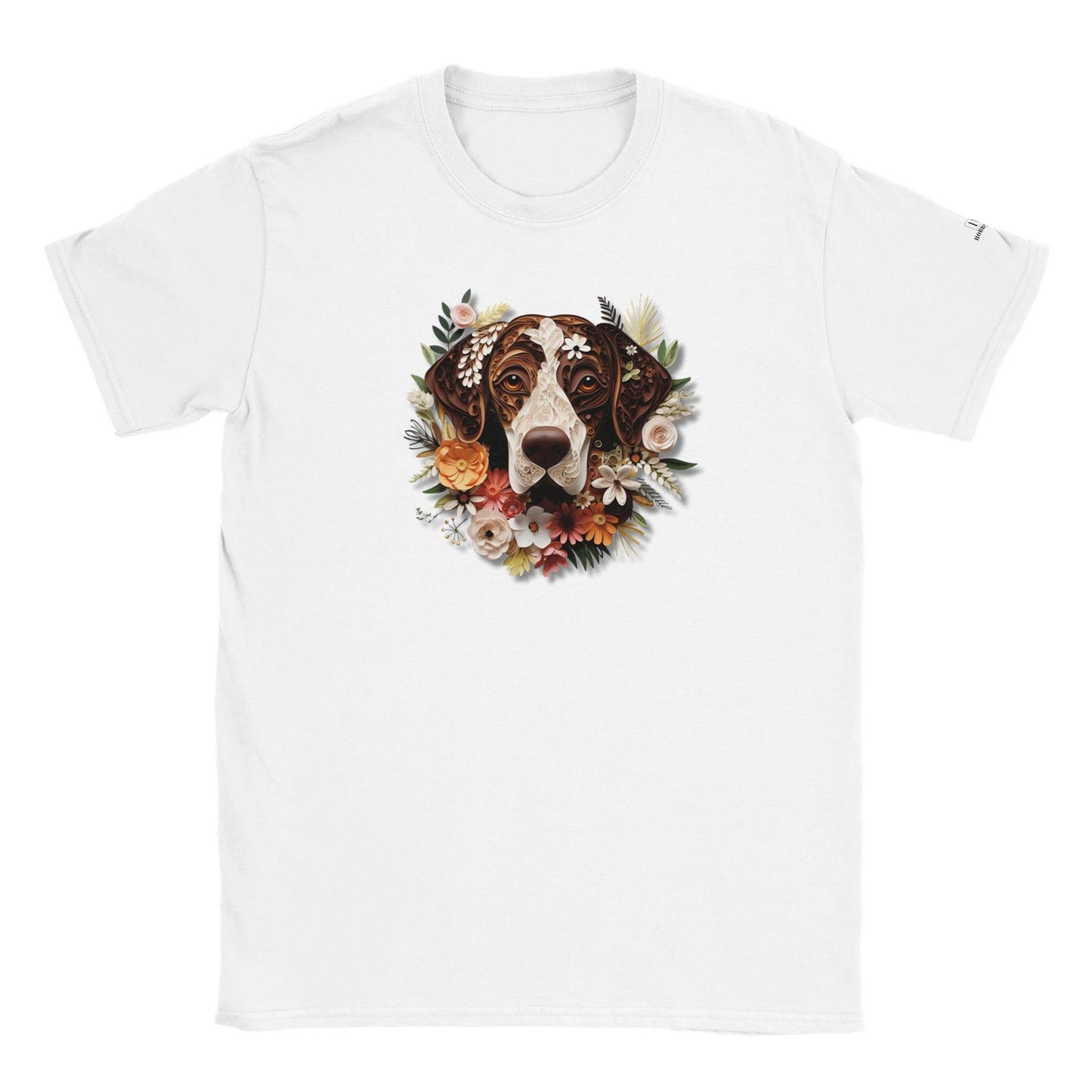 Classic Kids Crewneck T-shirt with German Short Hair Pointer Paper Quill Design - Hobbster