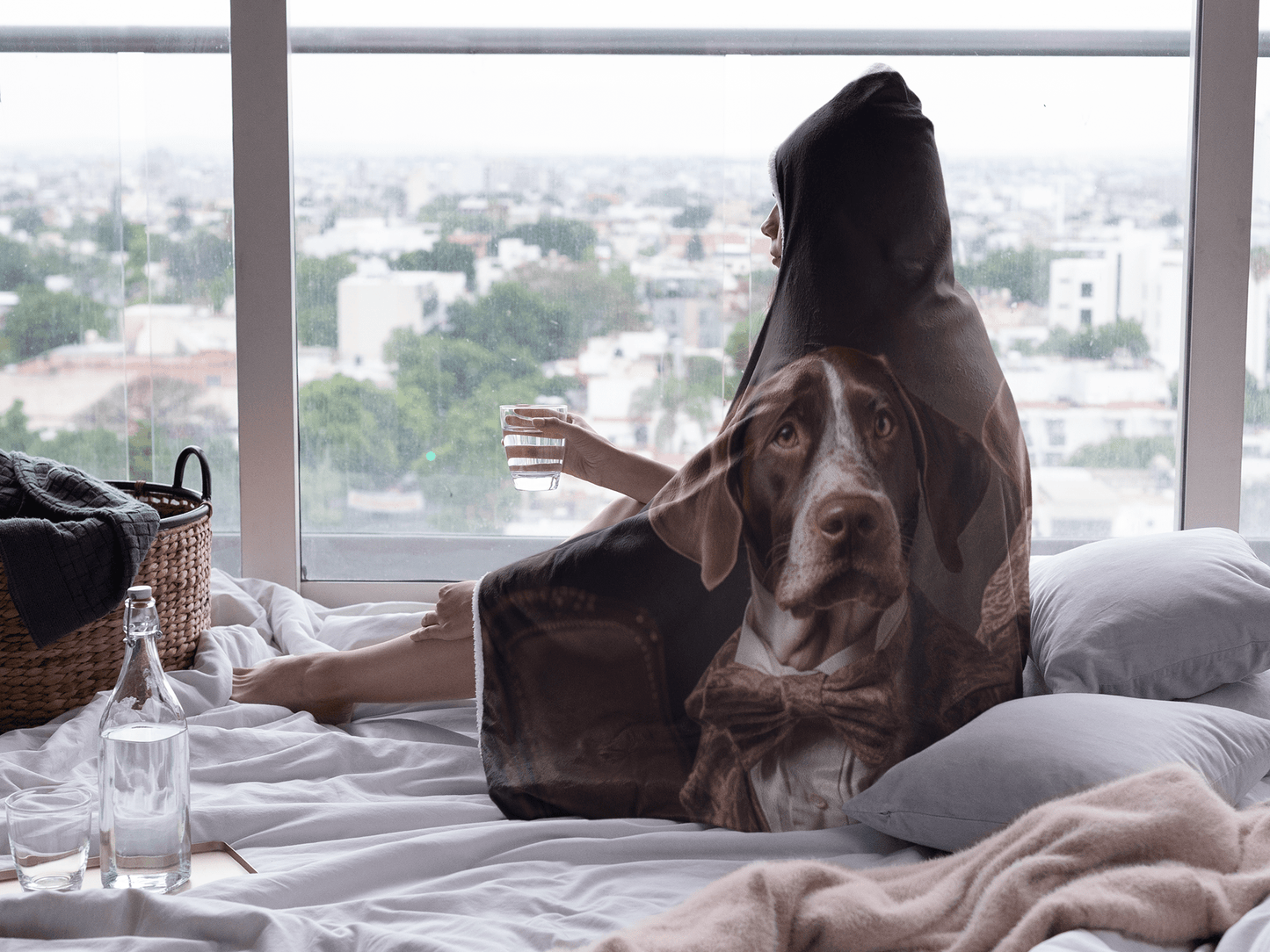 Classic Teen & Kids Hooded Blanket featuring vintage German Short Haired Pointer design - Hobbster