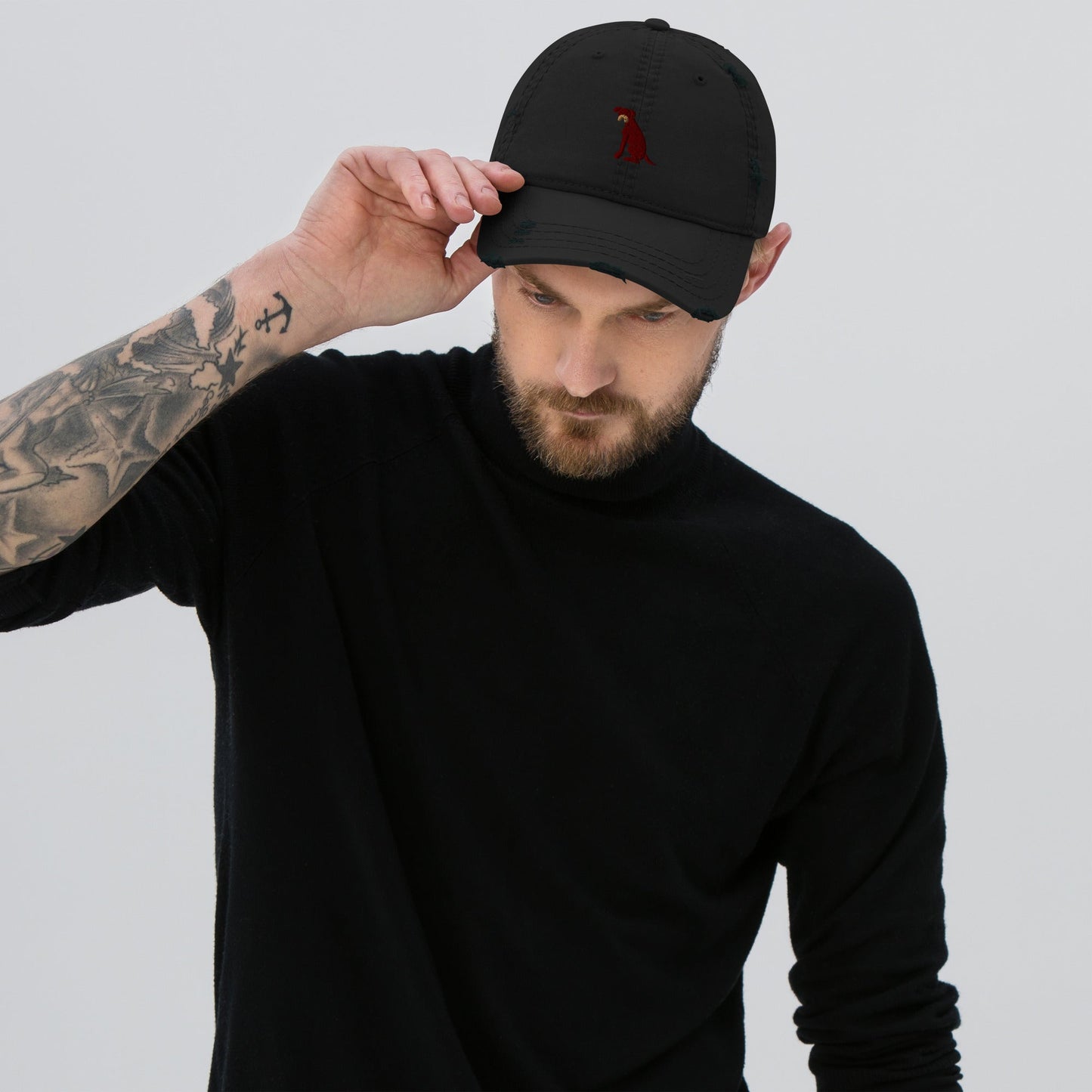 Distressed Dad Hat featuring embroidered Boxer dog logo - Hobbster