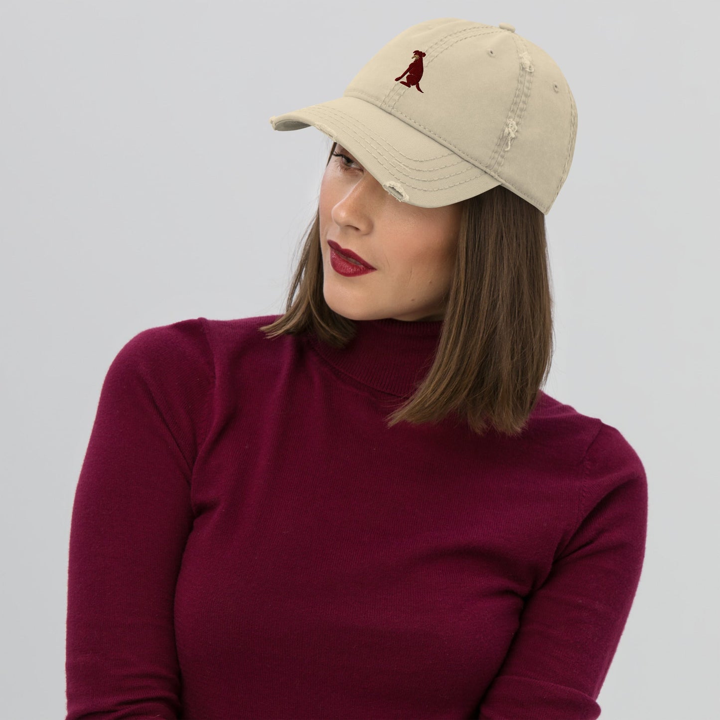 Distressed Dad Hat featuring embroidered Boxer dog logo - Hobbster