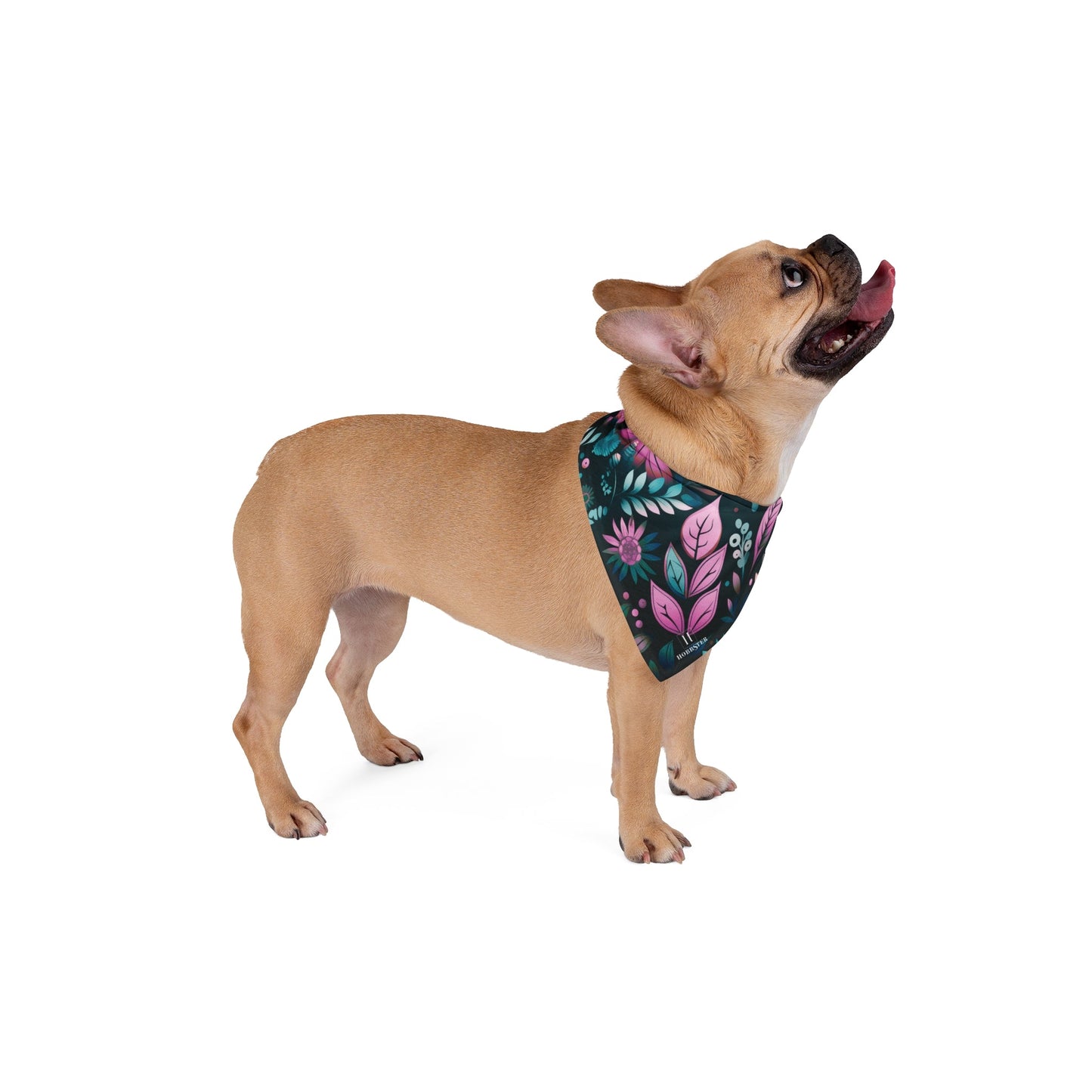 Dog Bandana featuring unique green/pink floral design - Hobbster