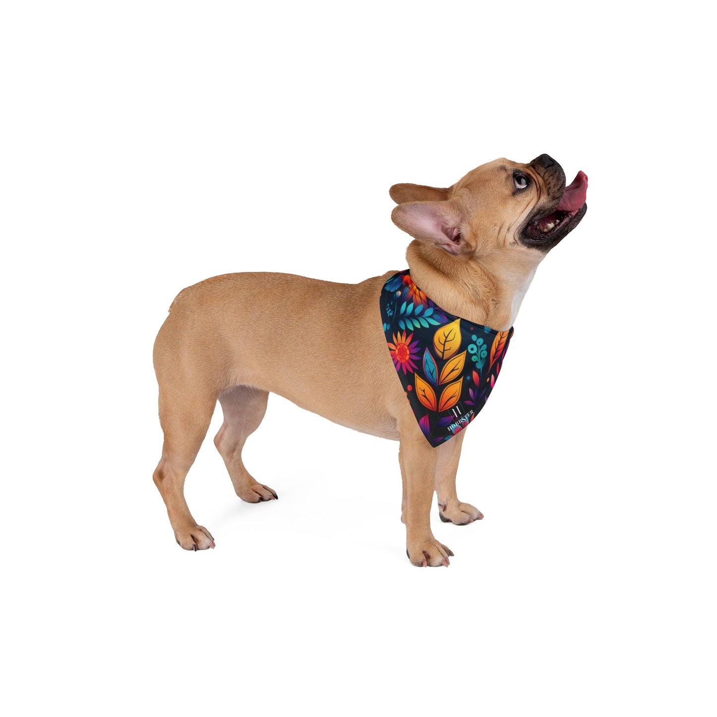 Dog Bandana featuring unique vivid boho plants design - Hobbster