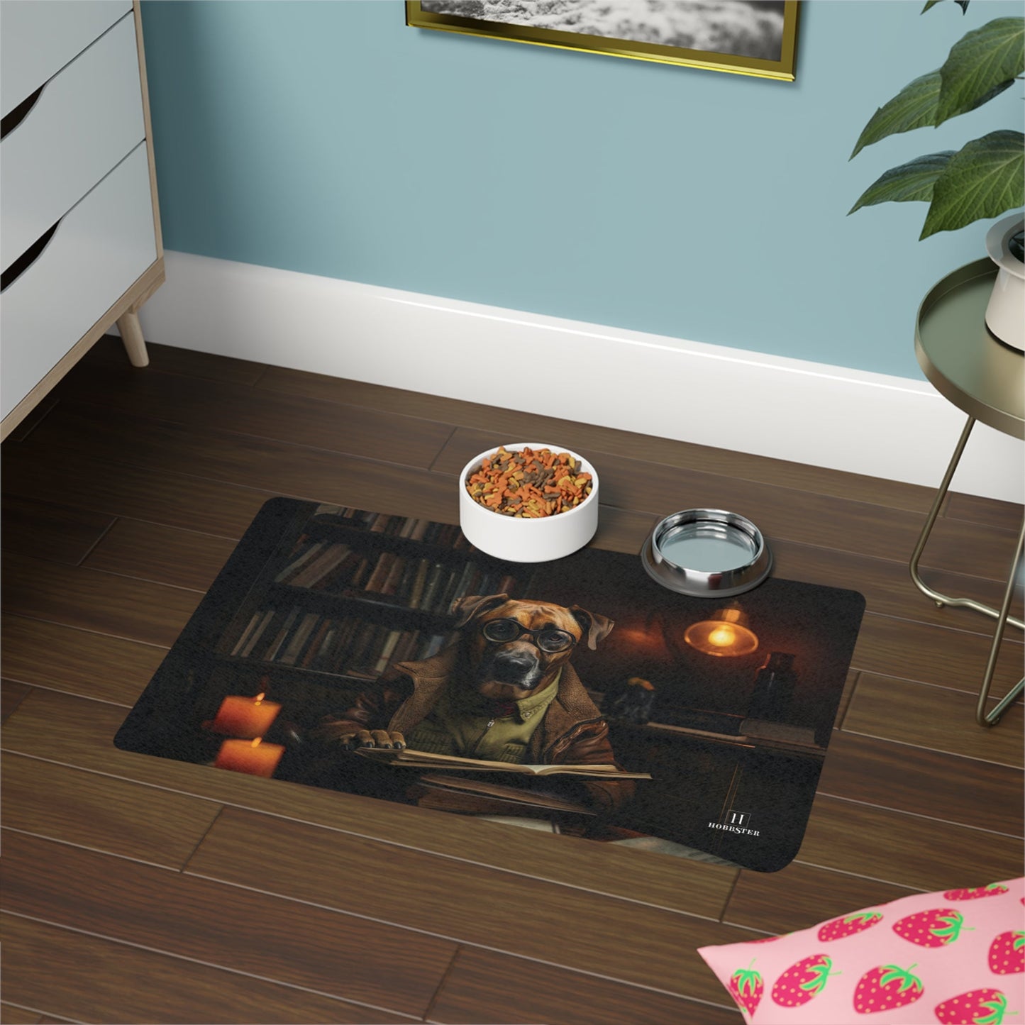 Dog Food Mat with custom Rhodesian Ridgeback design - Hobbster