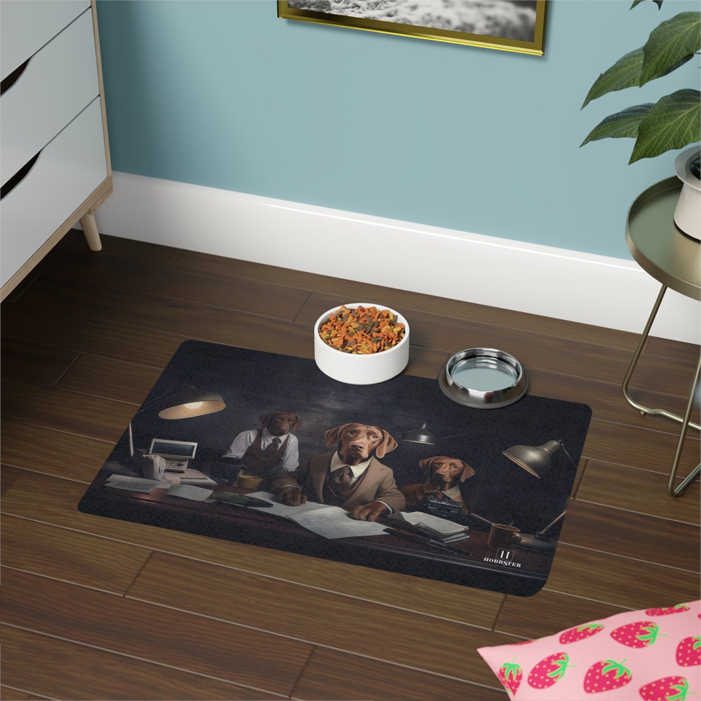 Dog Food Mat with Hungarian Vizsla Dogs at Work Design - Hobbster