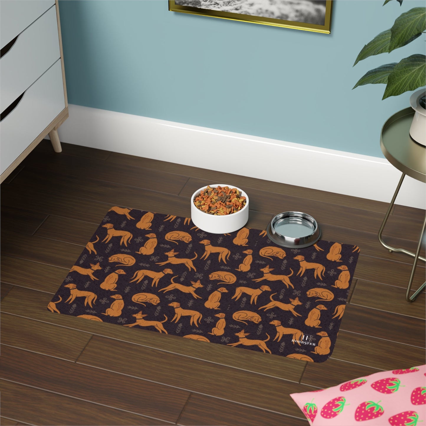 Dog Food Mat with multiple Rhodesian Ridgebacks design (12x18) - Hobbster