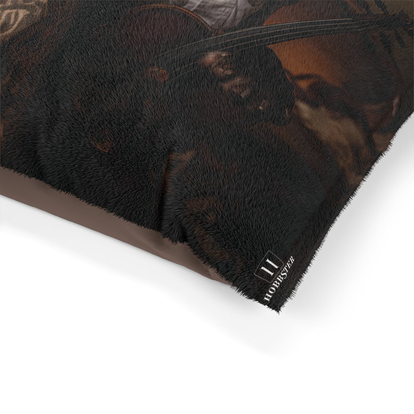 Fleece Dog Bed in Brown with German Short Haired Pointer custom vintage design - Hobbster