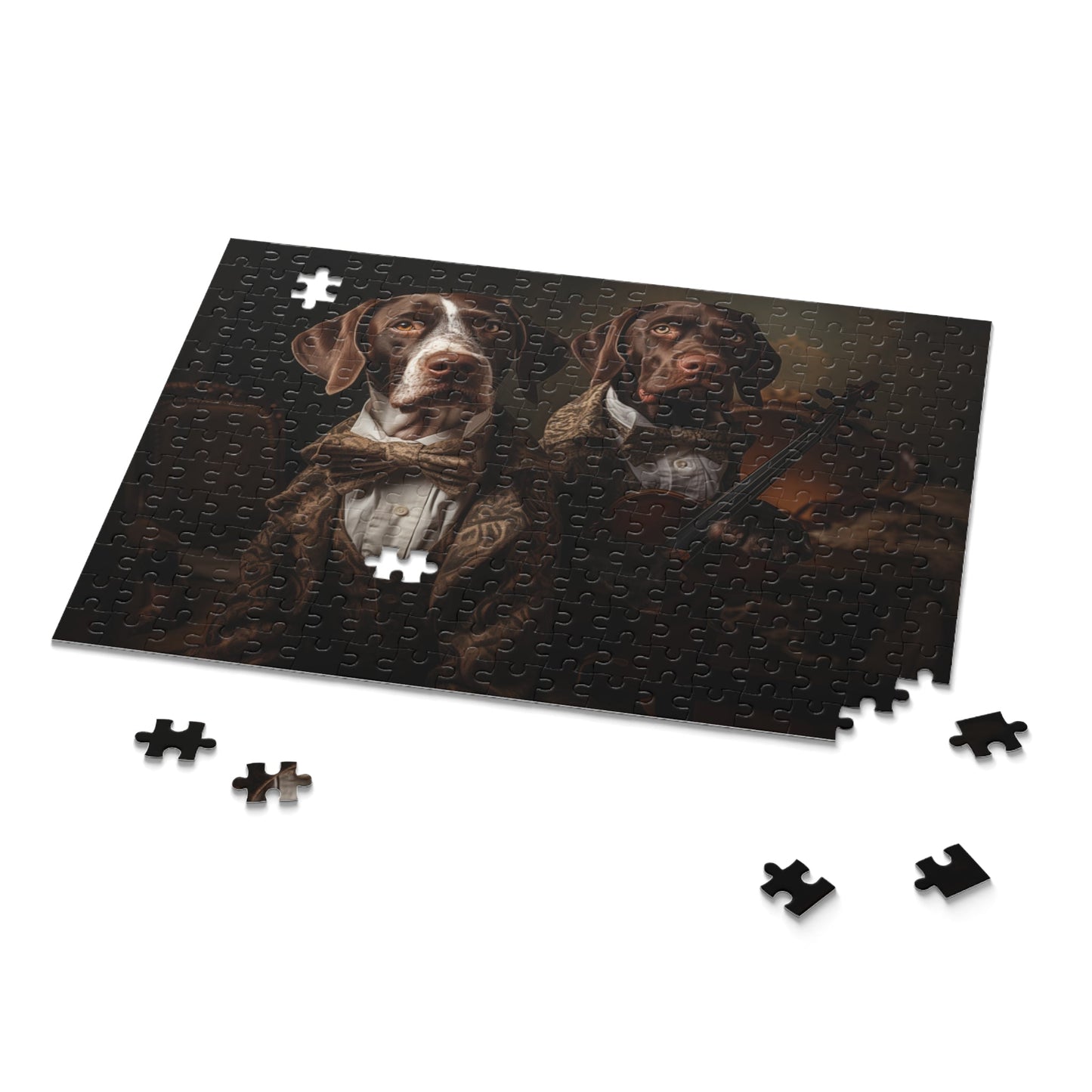 German Short Haired Pointers vintage design Jigsaw Puzzle (252 or 500-Piece) - Hobbster