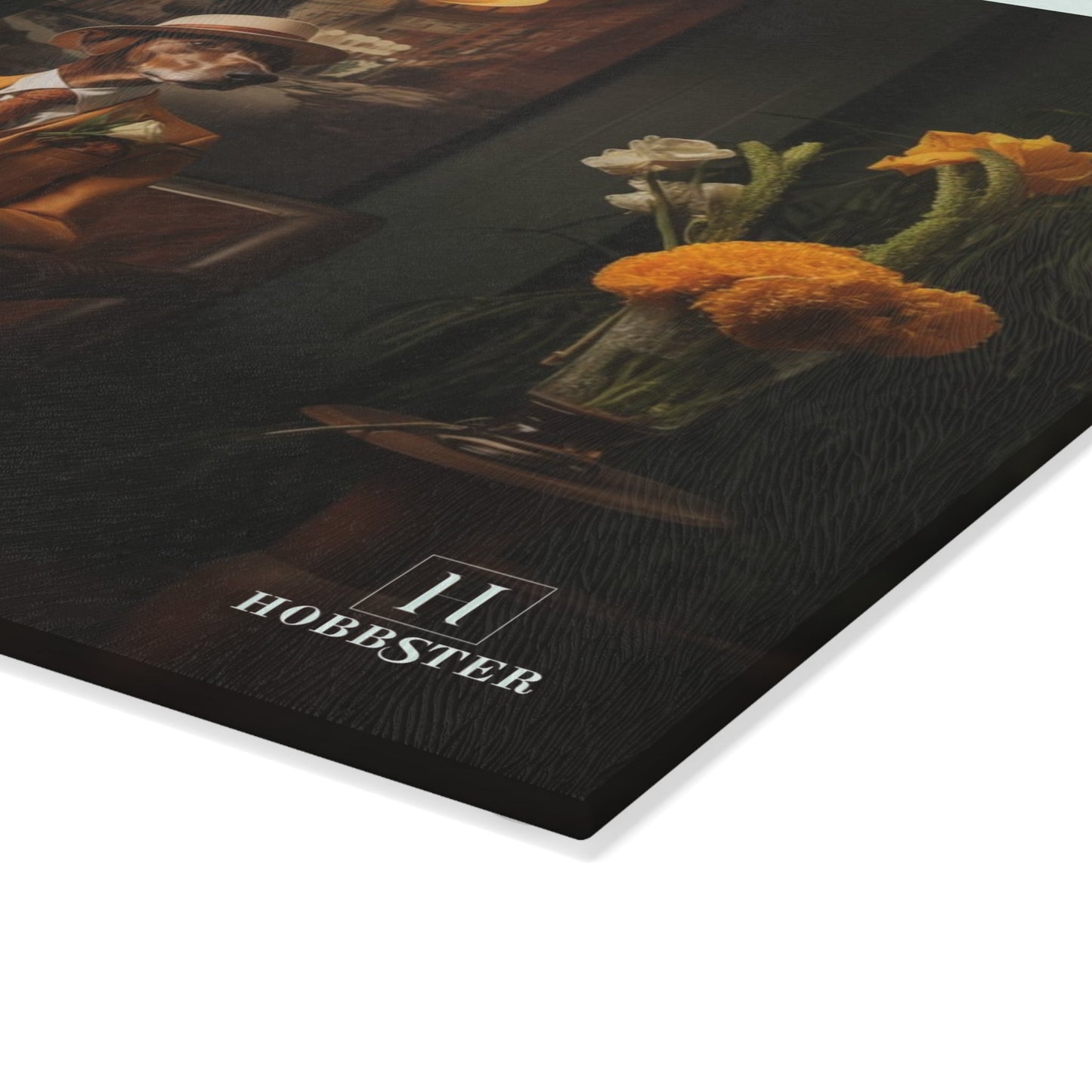 Glass Cutting Board featuring Art Deco Greyhound Design - Hobbster