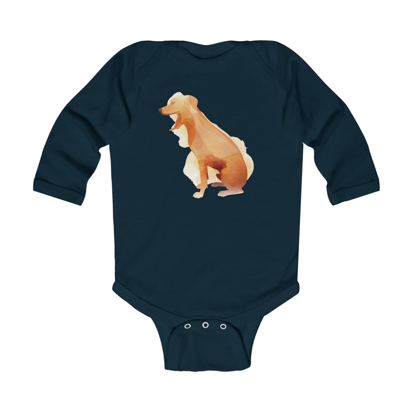 Infant Long Sleeve Bodysuit with Rhodesian Ridgeback Watercolour Design - Hobbster