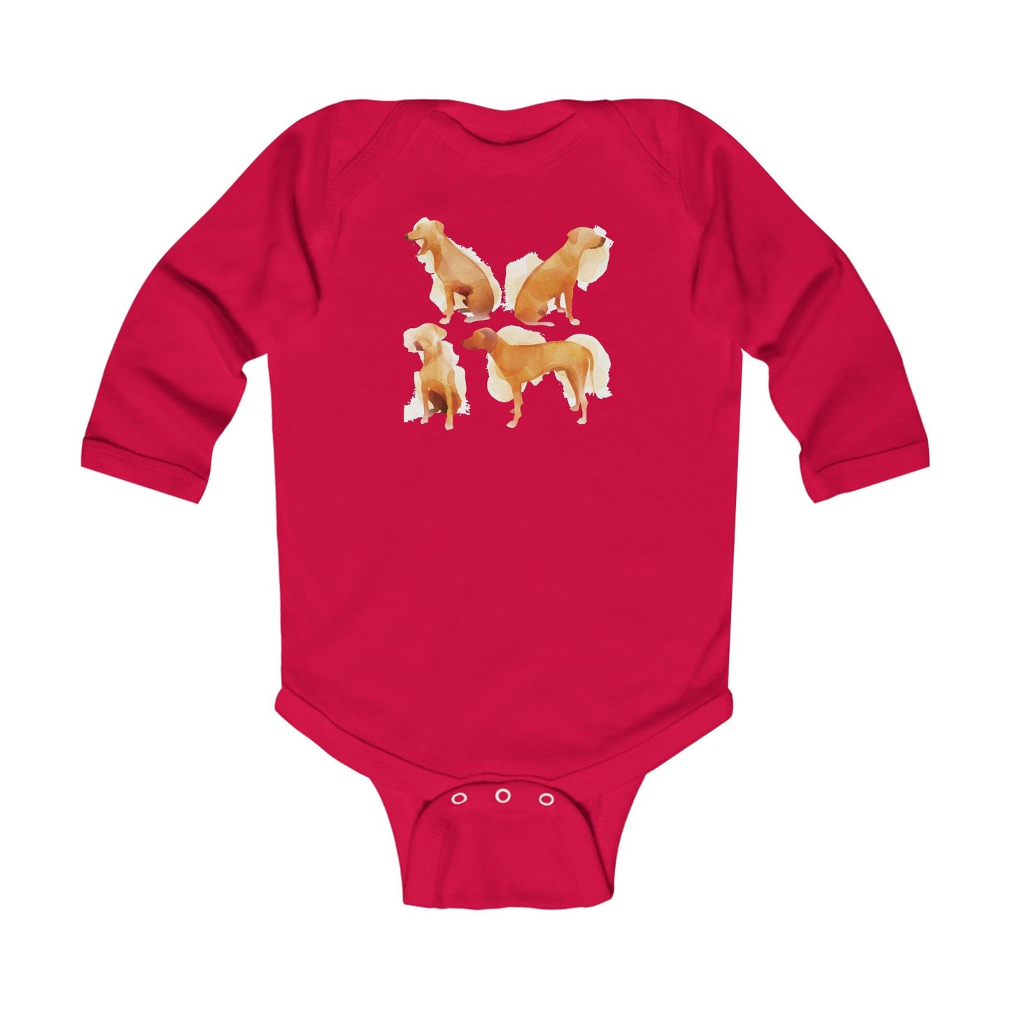Infant Long Sleeve Bodysuit with Rhodesian Ridgeback Watercolour Design - Hobbster