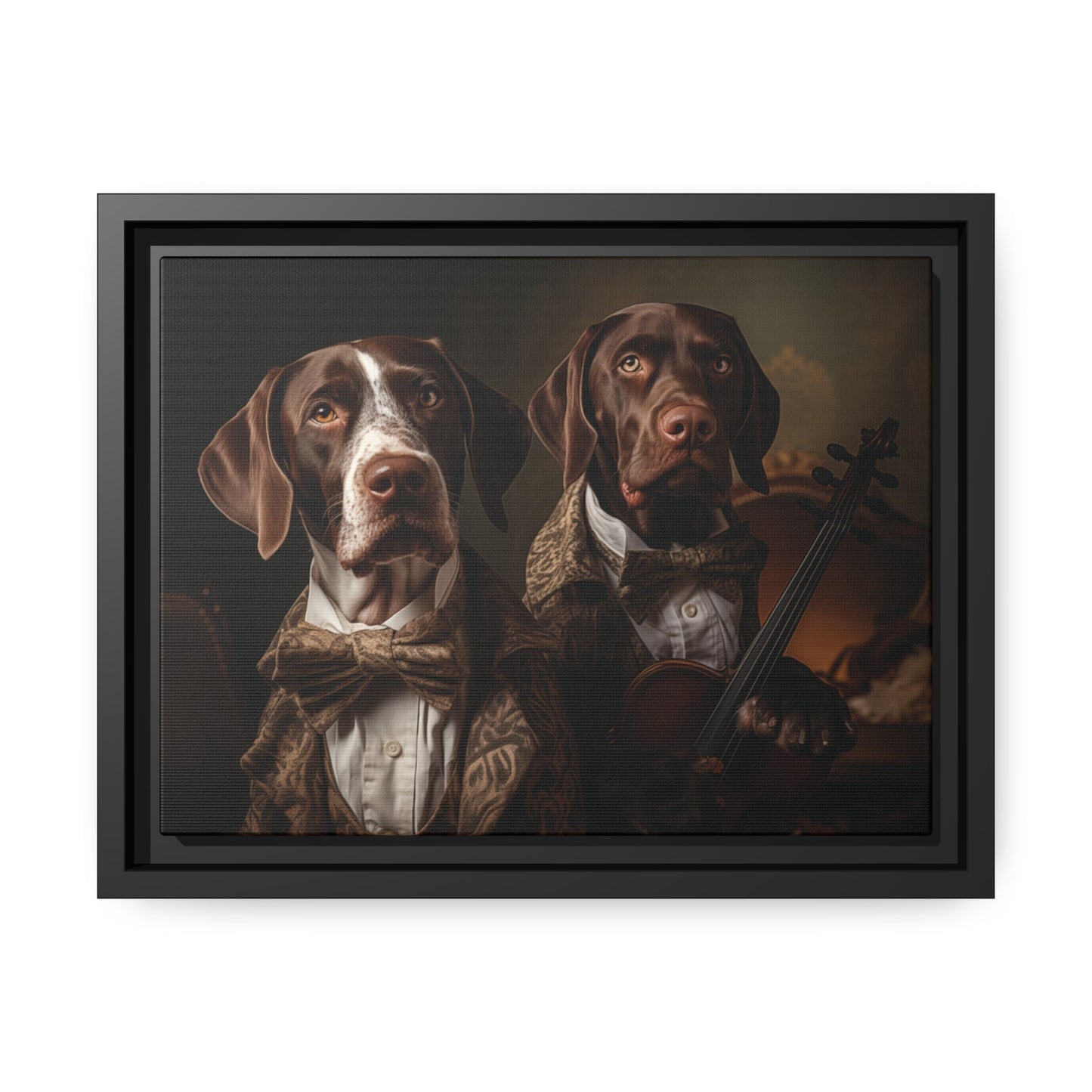 Matte Black Canvas Picture Frame of Art Deco German Short Hair Pointer Design - Hobbster