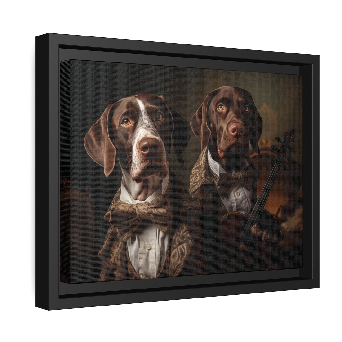 Matte Black Canvas Picture Frame of Art Deco German Short Hair Pointer Design - Hobbster