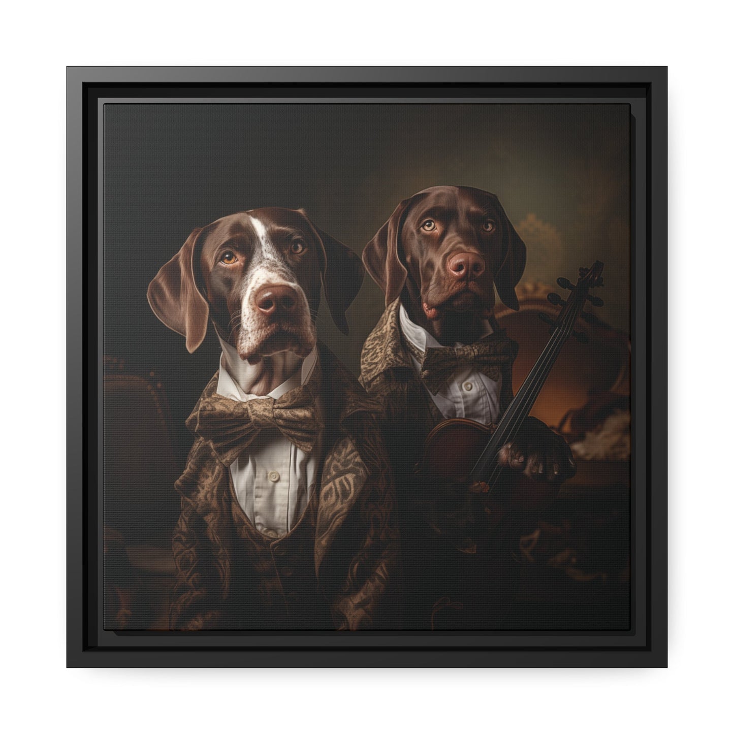Matte Black Canvas Picture Frame of Art Deco German Short Hair Pointer Design - Hobbster