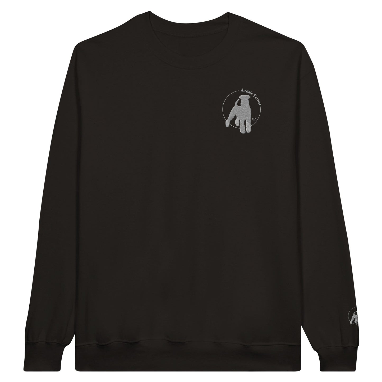 Men's Classic Crewneck Sweatshirt with Embroidered Airedale Terrier Logo - Hobbster