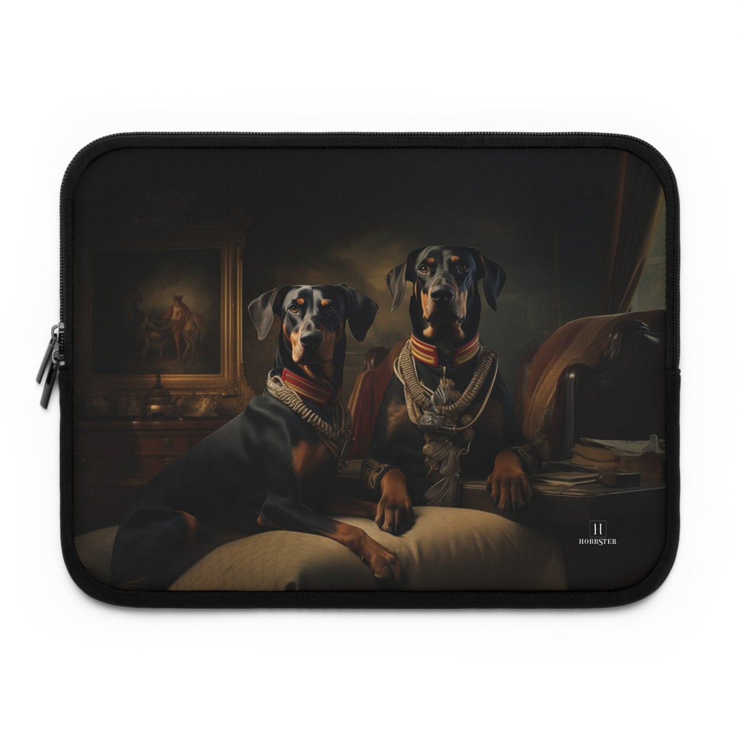Neoprene Laptop Sleeve featuring Art Deco Dobermans Design - Hobbster