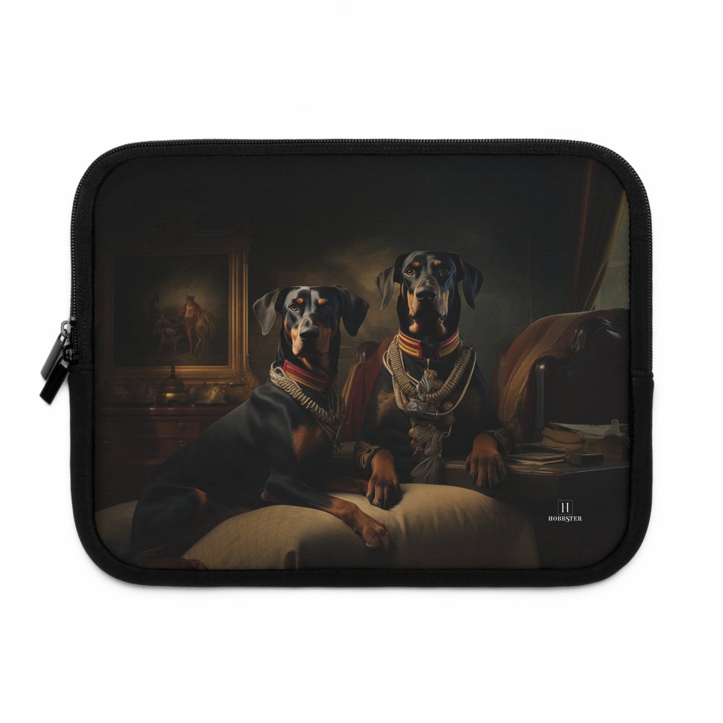 Neoprene Laptop Sleeve featuring Art Deco Dobermans Design - Hobbster