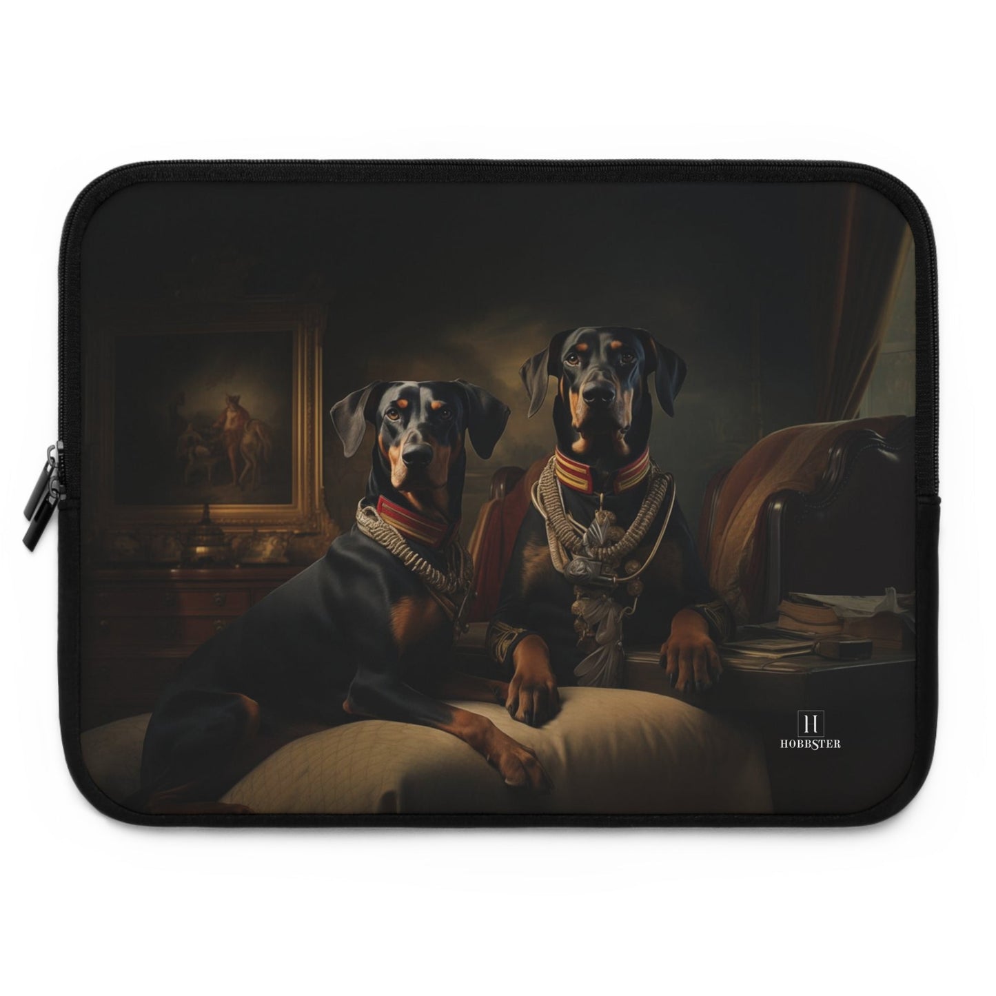 Neoprene Laptop Sleeve featuring Art Deco Dobermans Design - Hobbster