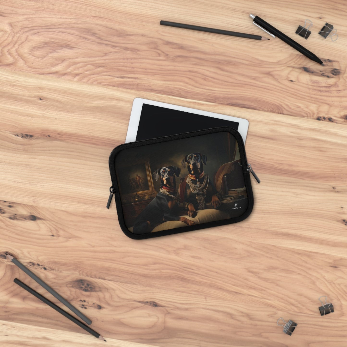 Neoprene Laptop Sleeve featuring Art Deco Dobermans Design - Hobbster
