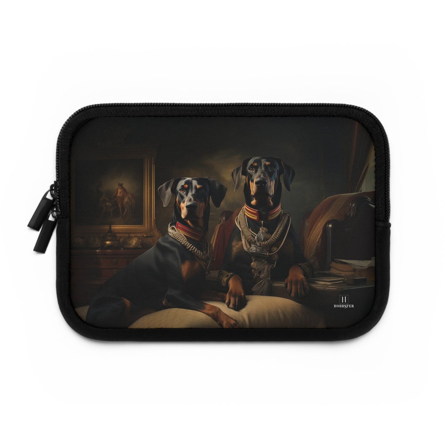 Neoprene Laptop Sleeve featuring Art Deco Dobermans Design - Hobbster