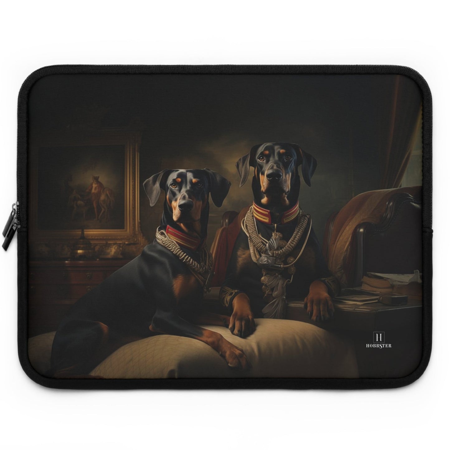 Neoprene Laptop Sleeve featuring Art Deco Dobermans Design - Hobbster