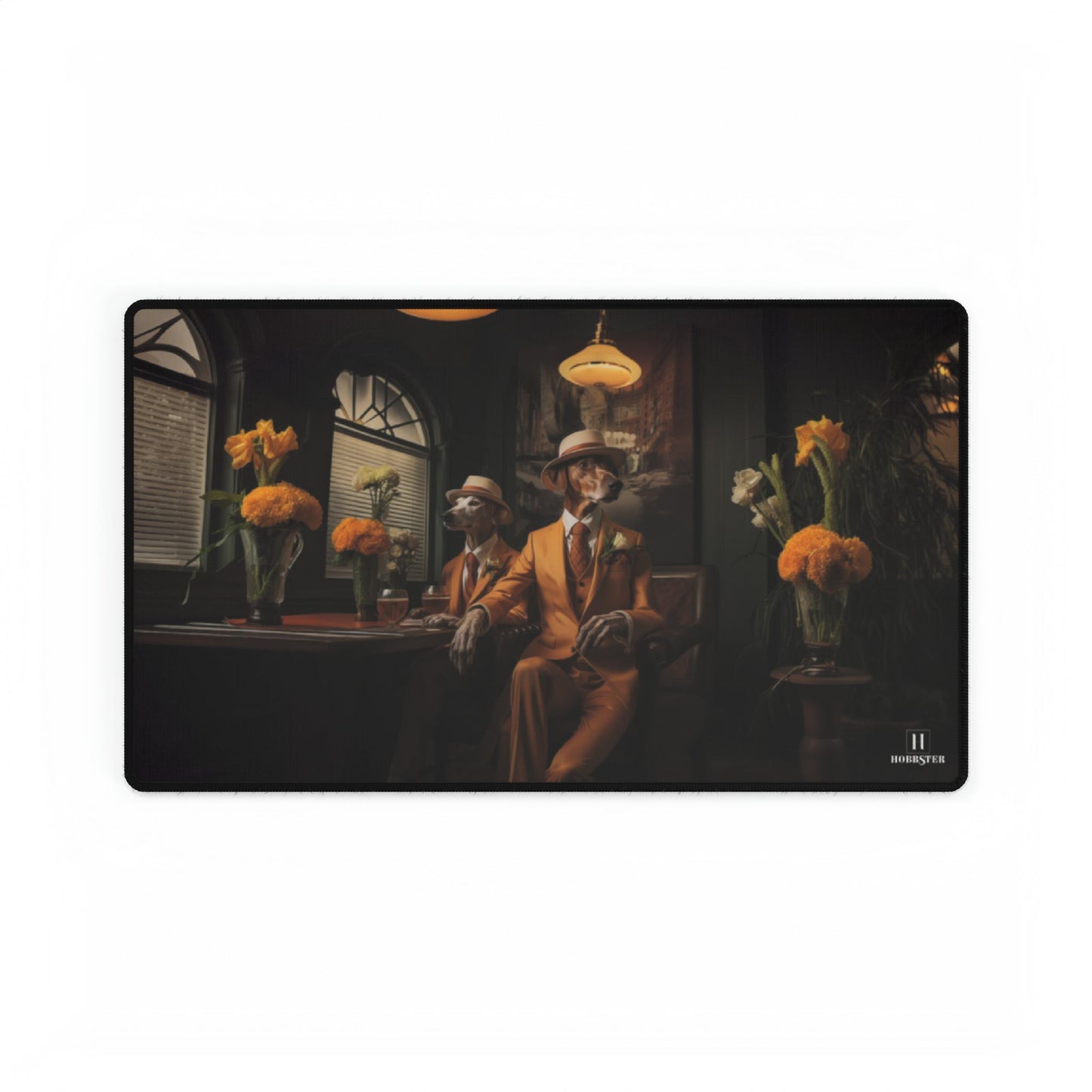 Non-slip Desk Mat Featuring Art Deco Greyhound Design - Hobbster