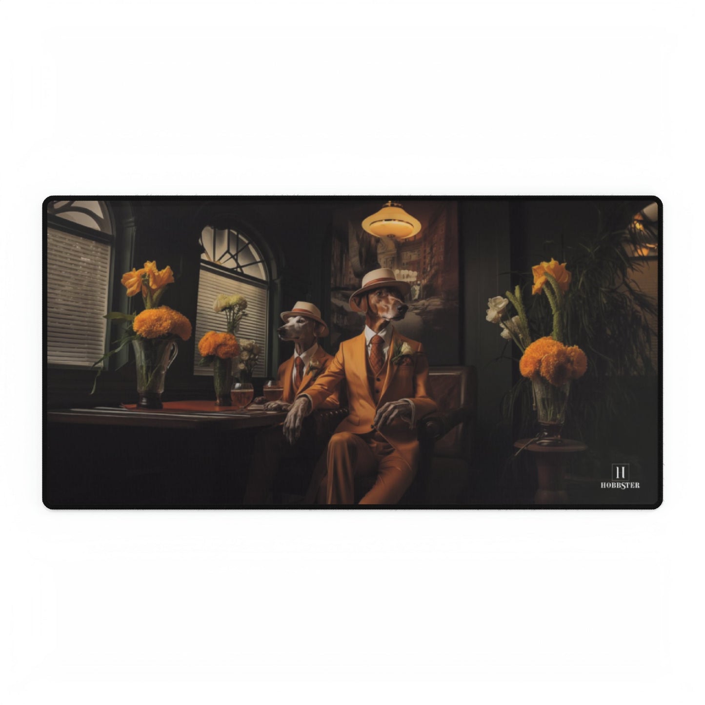Non-slip Desk Mat Featuring Art Deco Greyhound Design - Hobbster