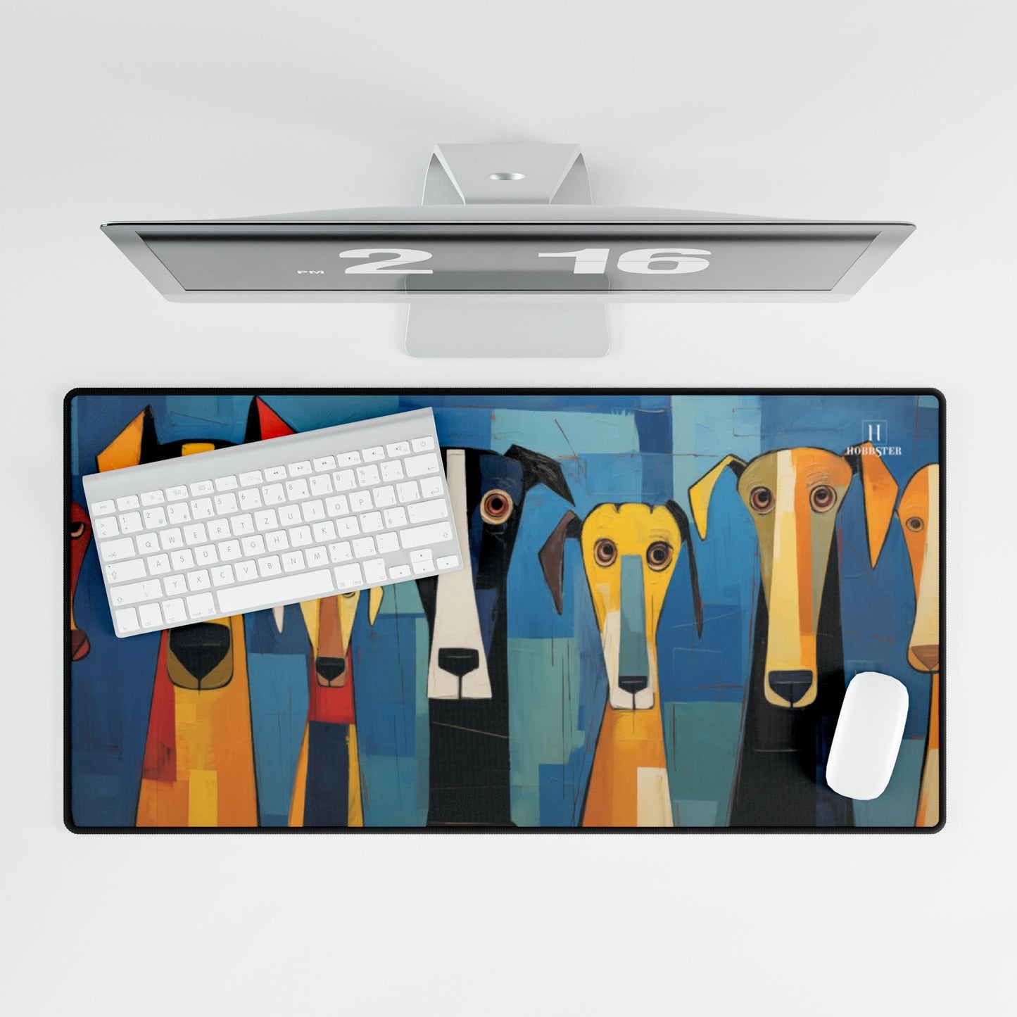 Non-slip Desk Mat Featuring The Original Dog Pack - Hobbster