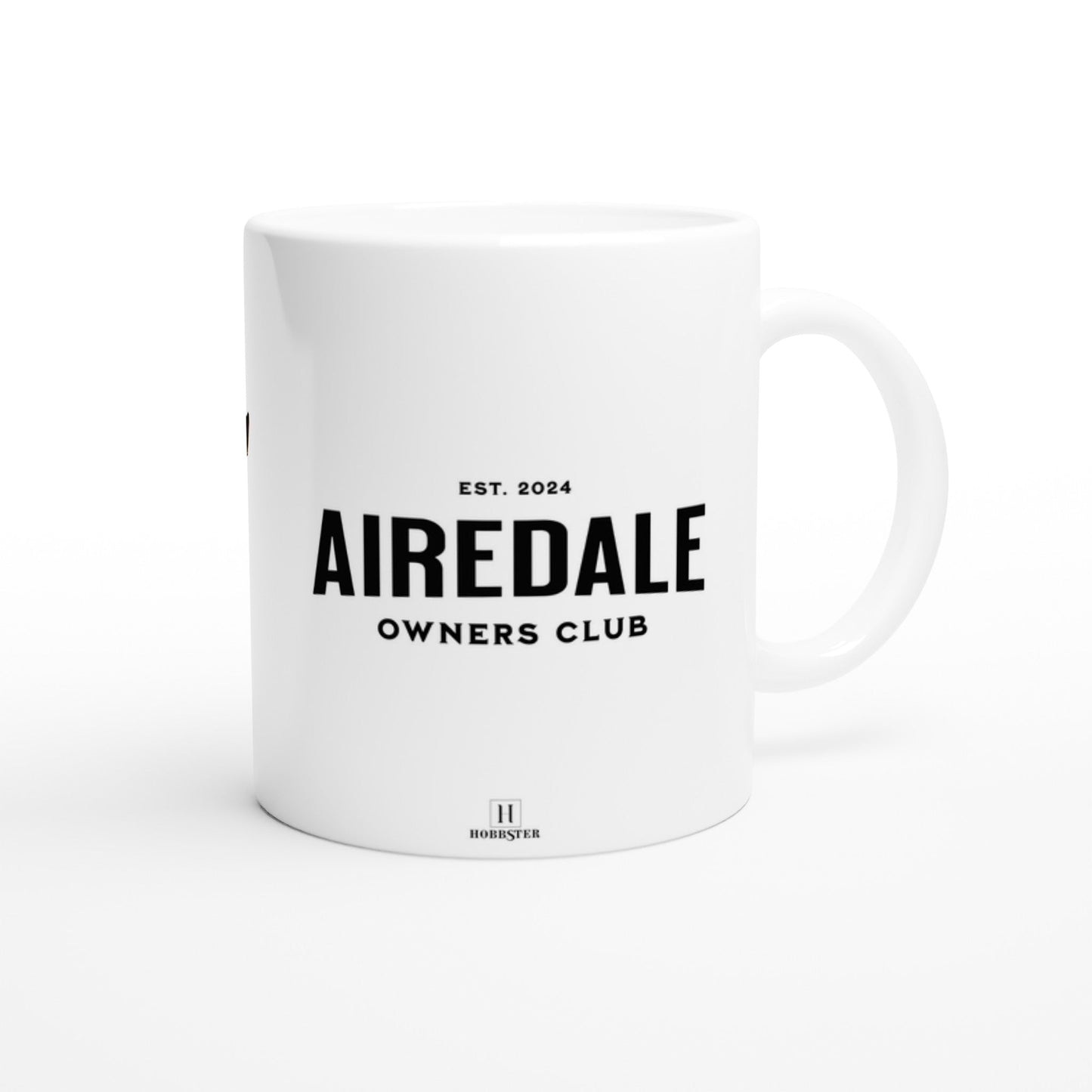 Personalised 11 0z Ceramic Mug | Add Your Own Photo To One Side, Fixed Airedale Owners Club On Other Side - Hobbster