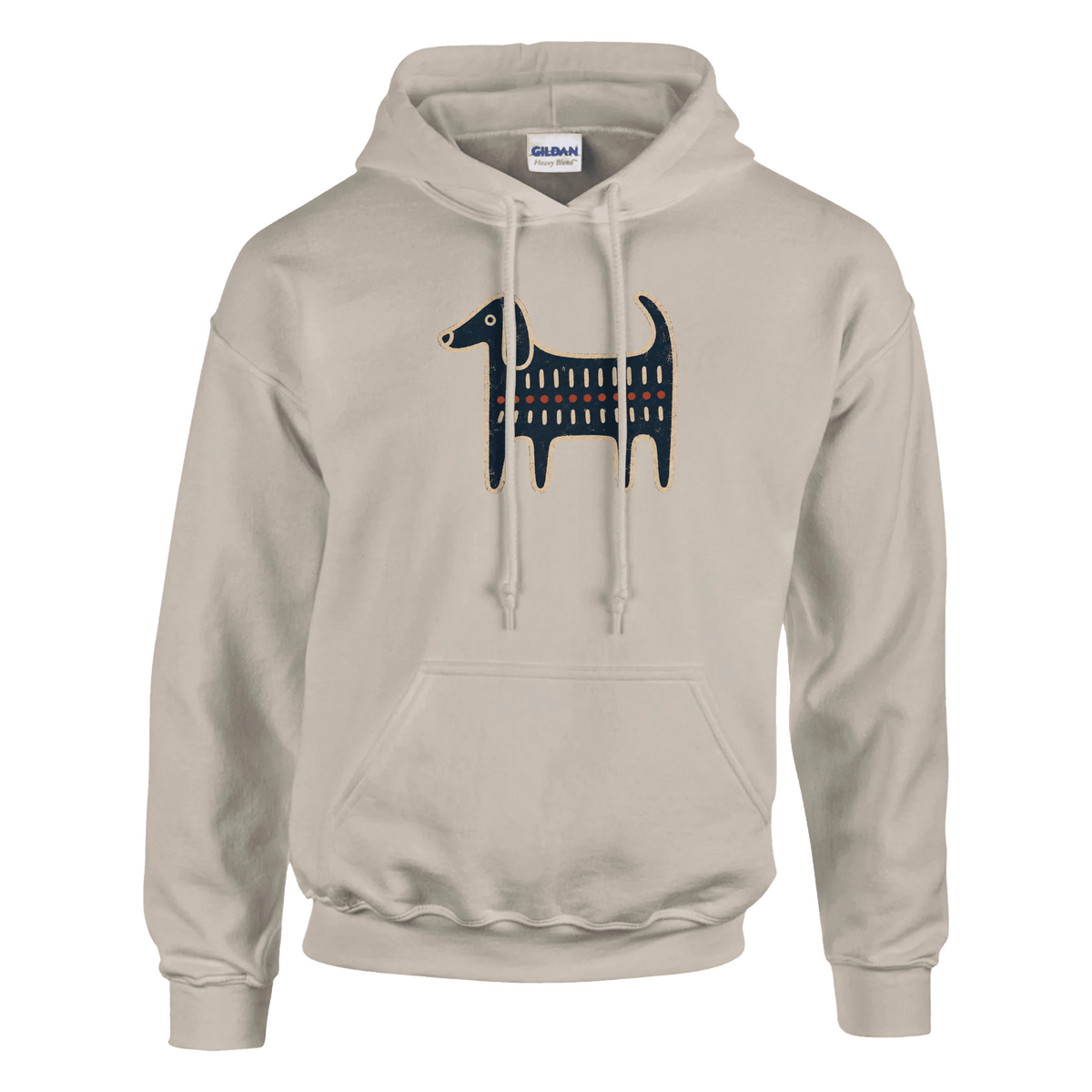 Retro Folk-Art Blue Dog Classic Men's Hoodie - Hobbster
