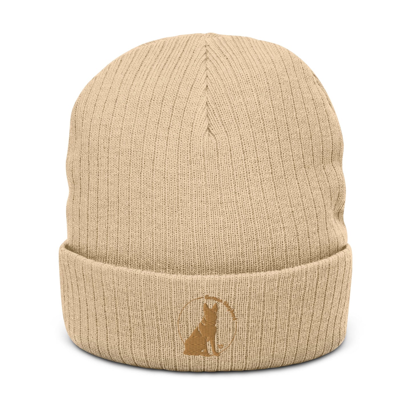 Ribbed Knit Beanie Featuring an Embroidered German Shepherd Logo - Hobbster
