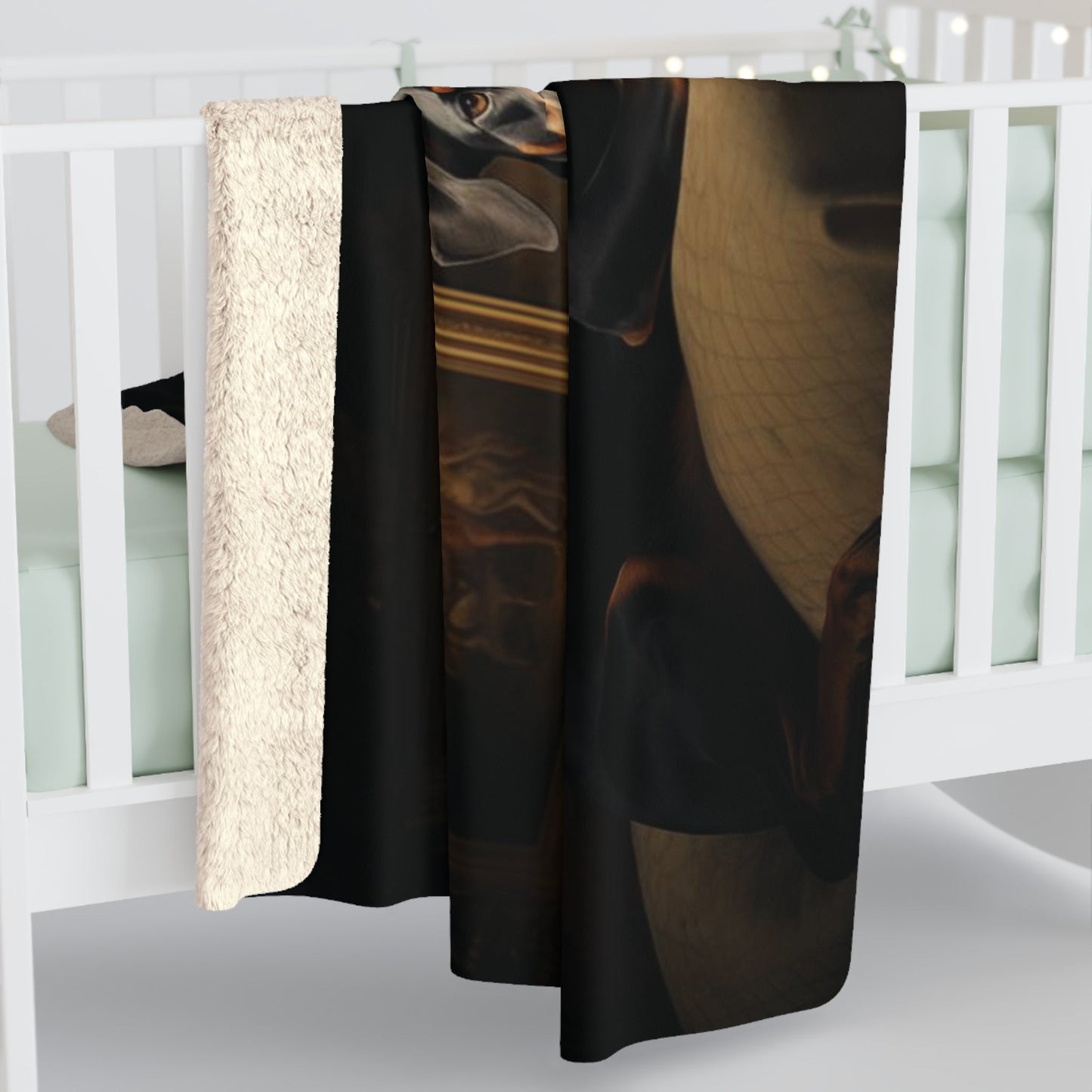 Sherpa Fleece Blanket Featuring a Art Deco Doberman Design - Hobbster