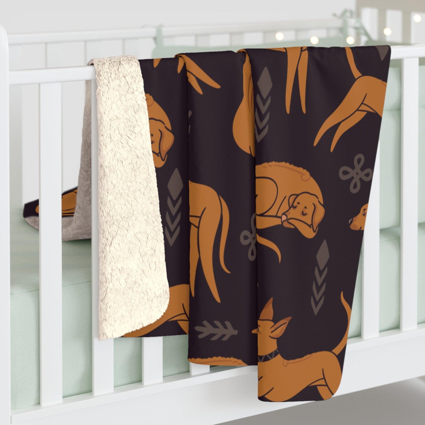 Sherpa Fleece Blanket in Brown with Multiple Rhodesian Ridgeback Design - Hobbster