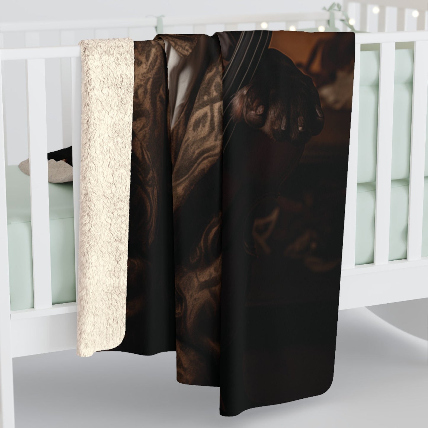 Sherpa Fleece Blanket in White with vintage German Short Haired Pointer design - Hobbster