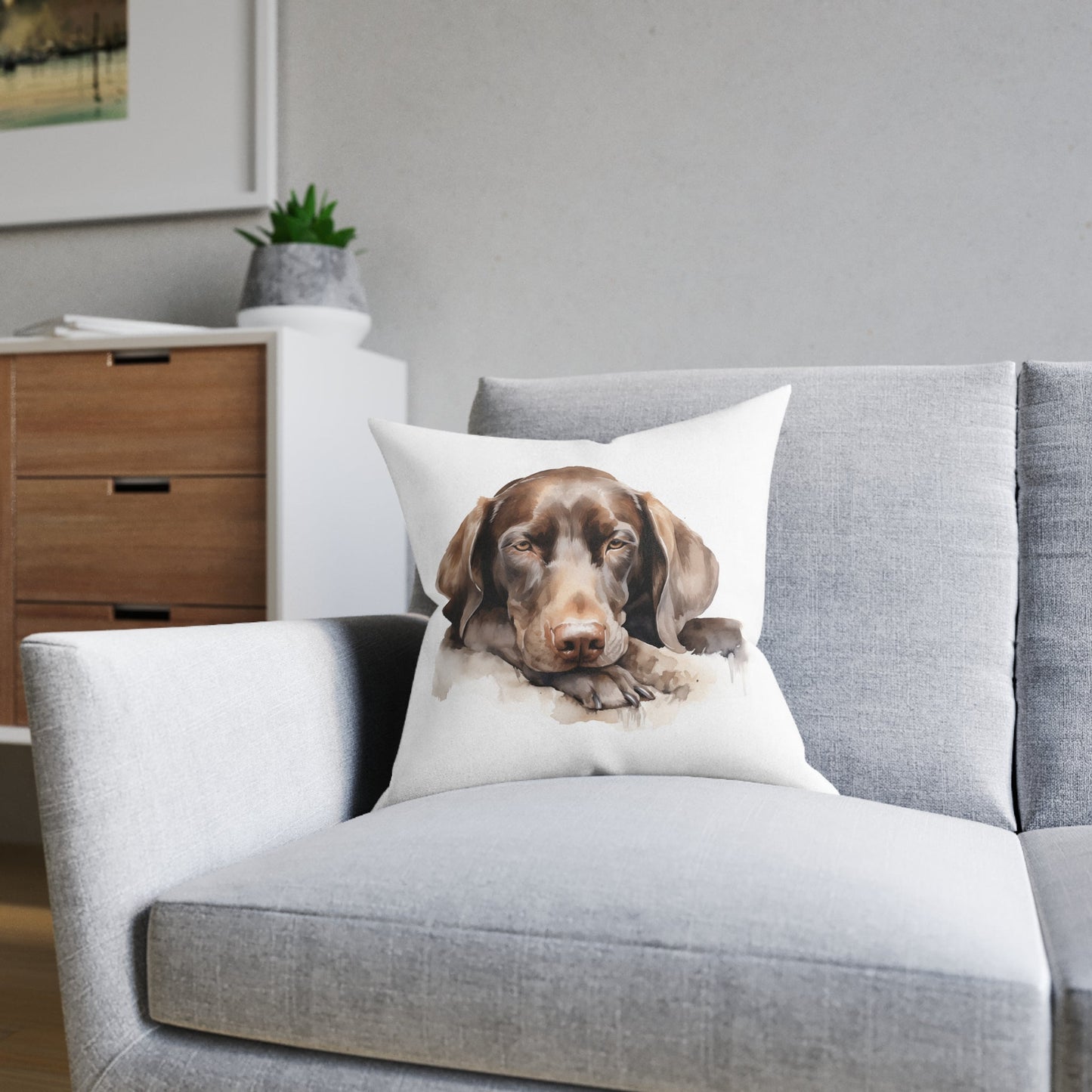 Square cushion with Vizsla Puppy Resting Design - Hobbster