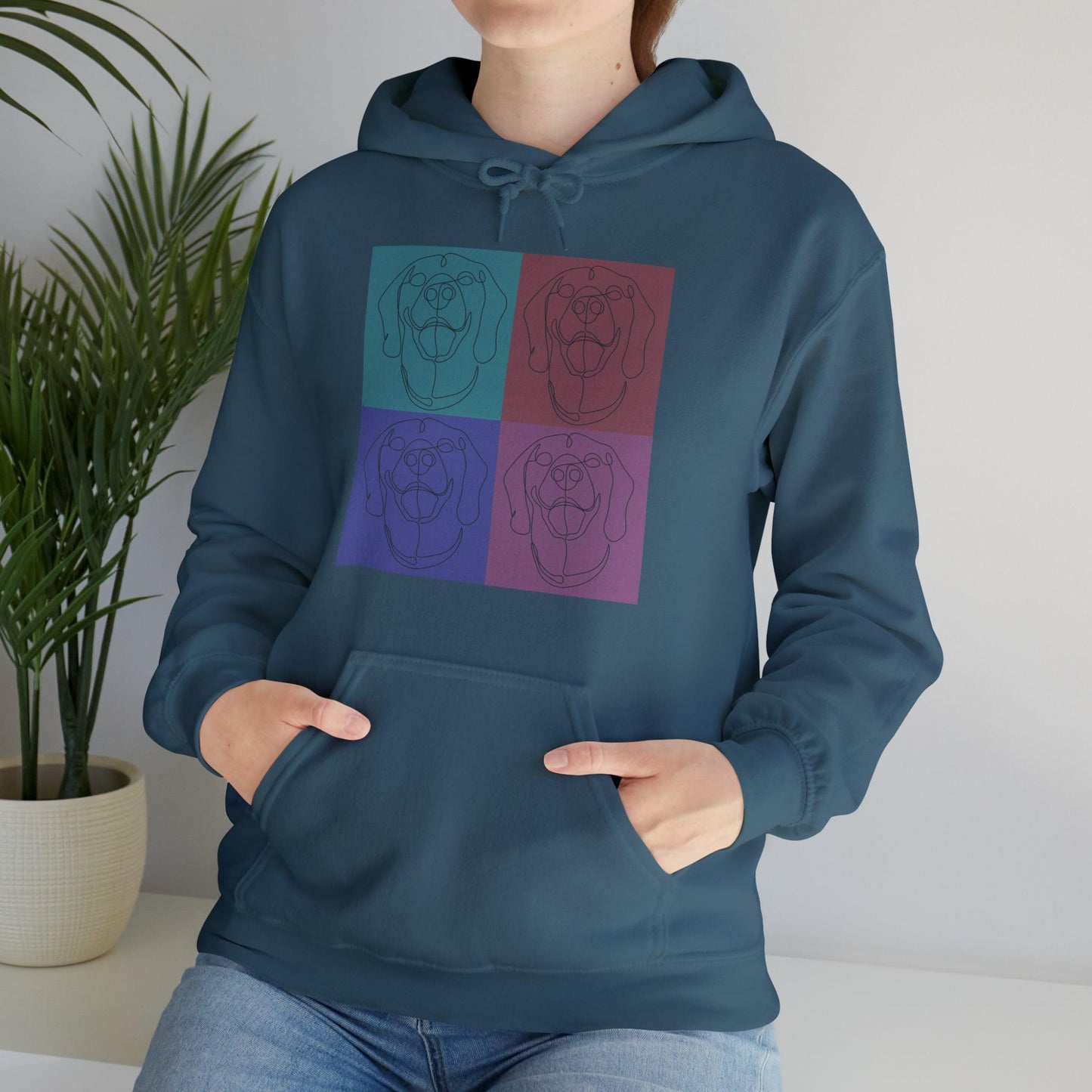 Unisex Heavy Blend™ Hooded Sweatshirt with Rhodesian Ridgeback Tile Effect Design - Hobbster