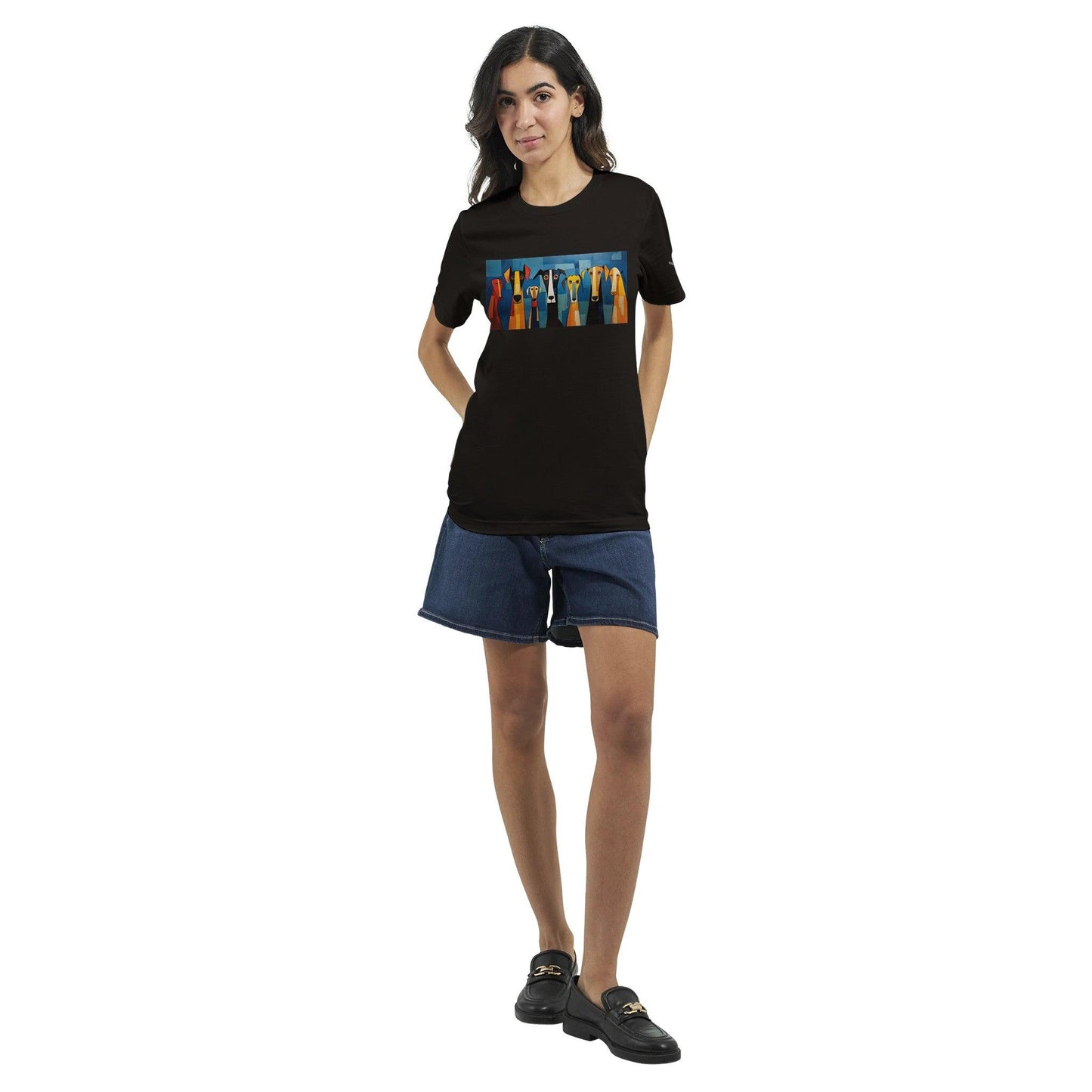 Women's Crewneck T-shirt Featuring The Original Dog Pack - Hobbster