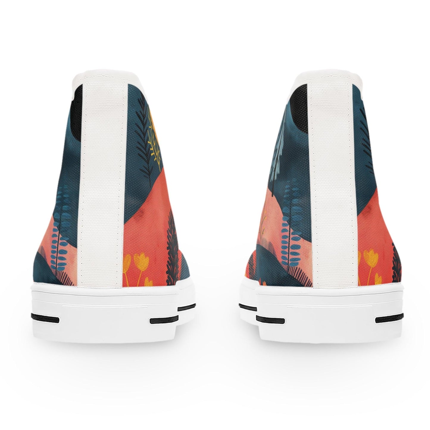 Women's High-Top Trainers featuring Cottage Core Style Dogs Running Free Design - Hobbster