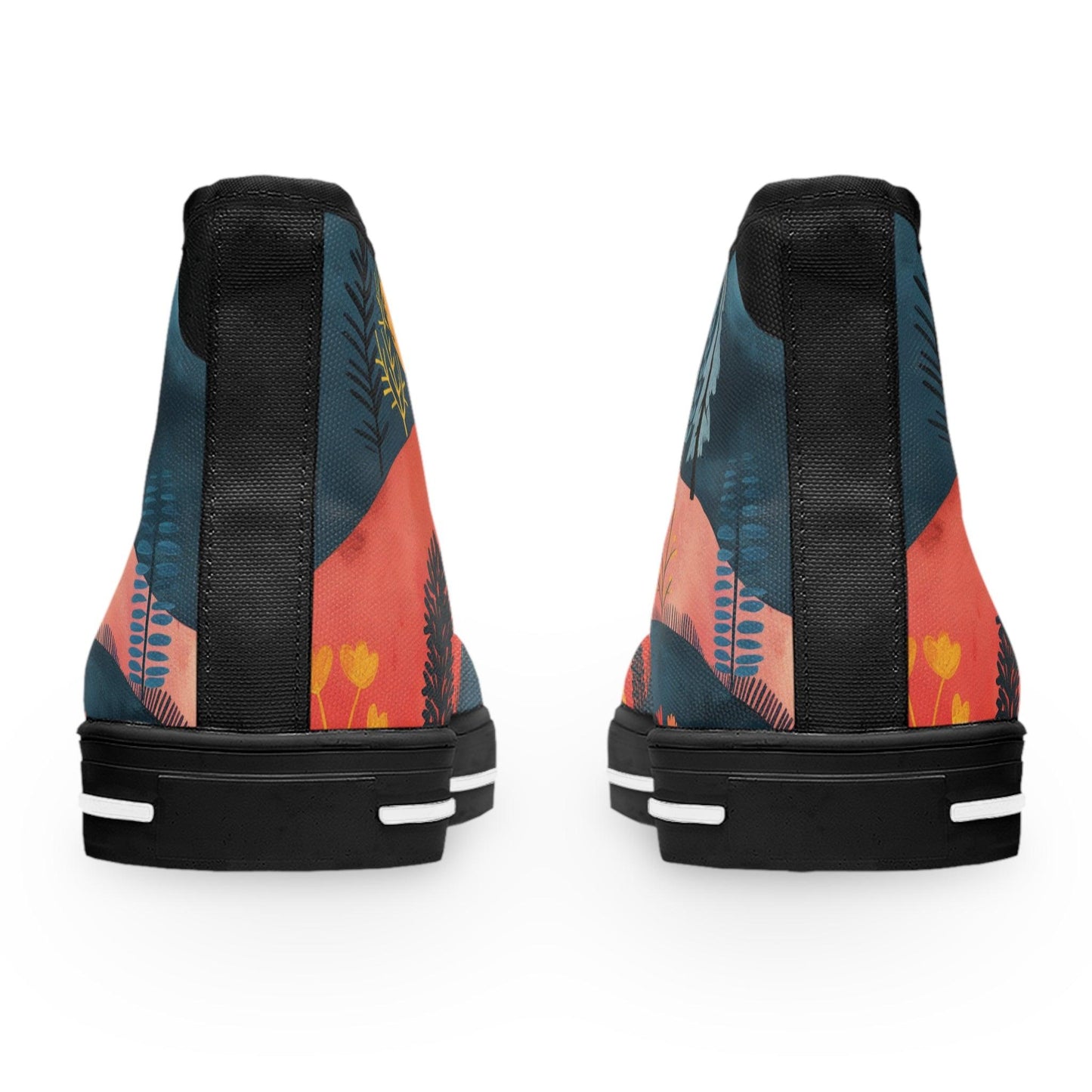 Women's High-Top Trainers featuring Cottage Core Style Dogs Running Free Design - Hobbster
